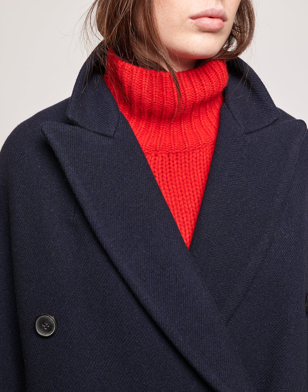 Caban Doppiopetto in Double Twill di Lana Oltremare