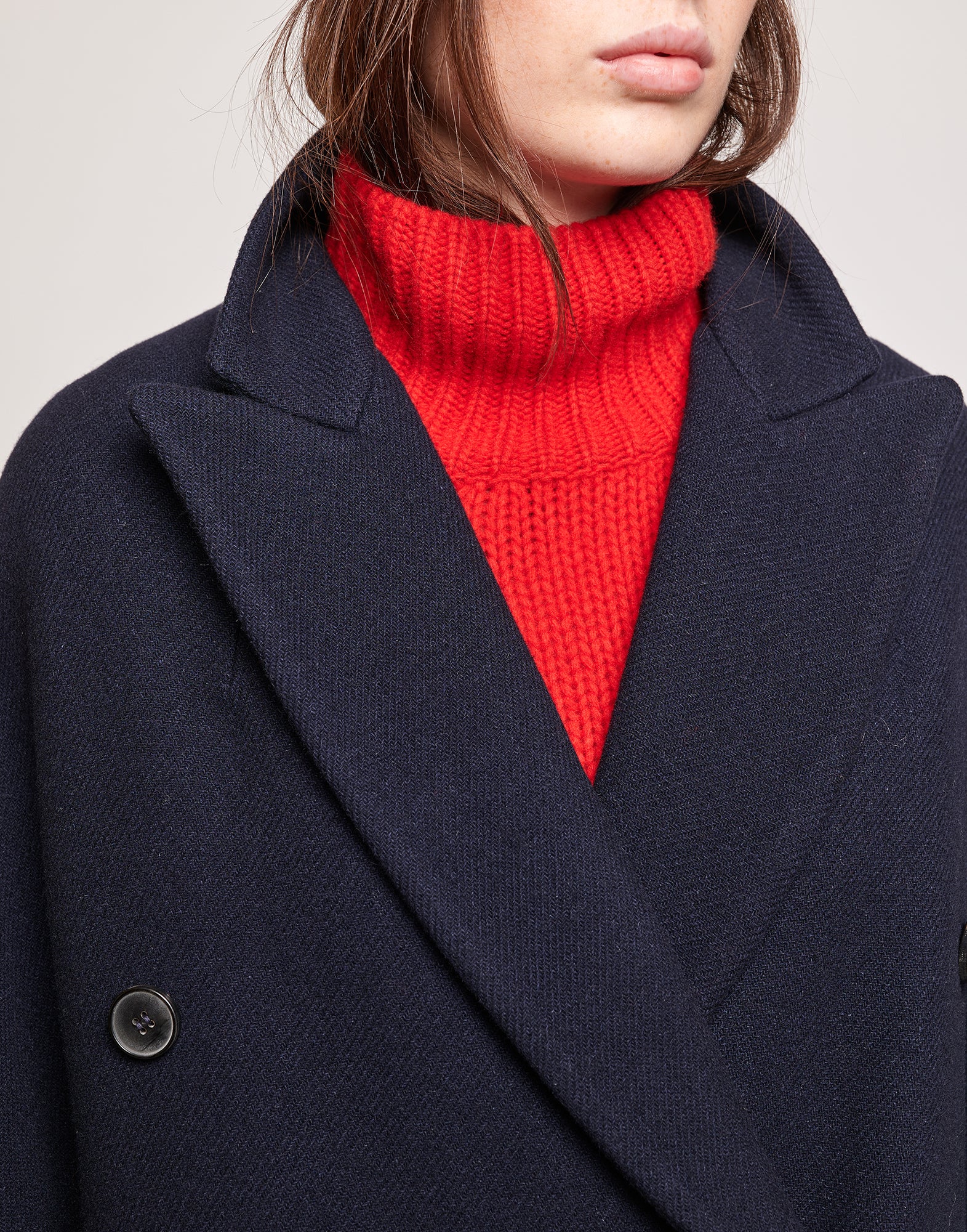 Caban Doppiopetto in Double Twill di Lana Oltremare