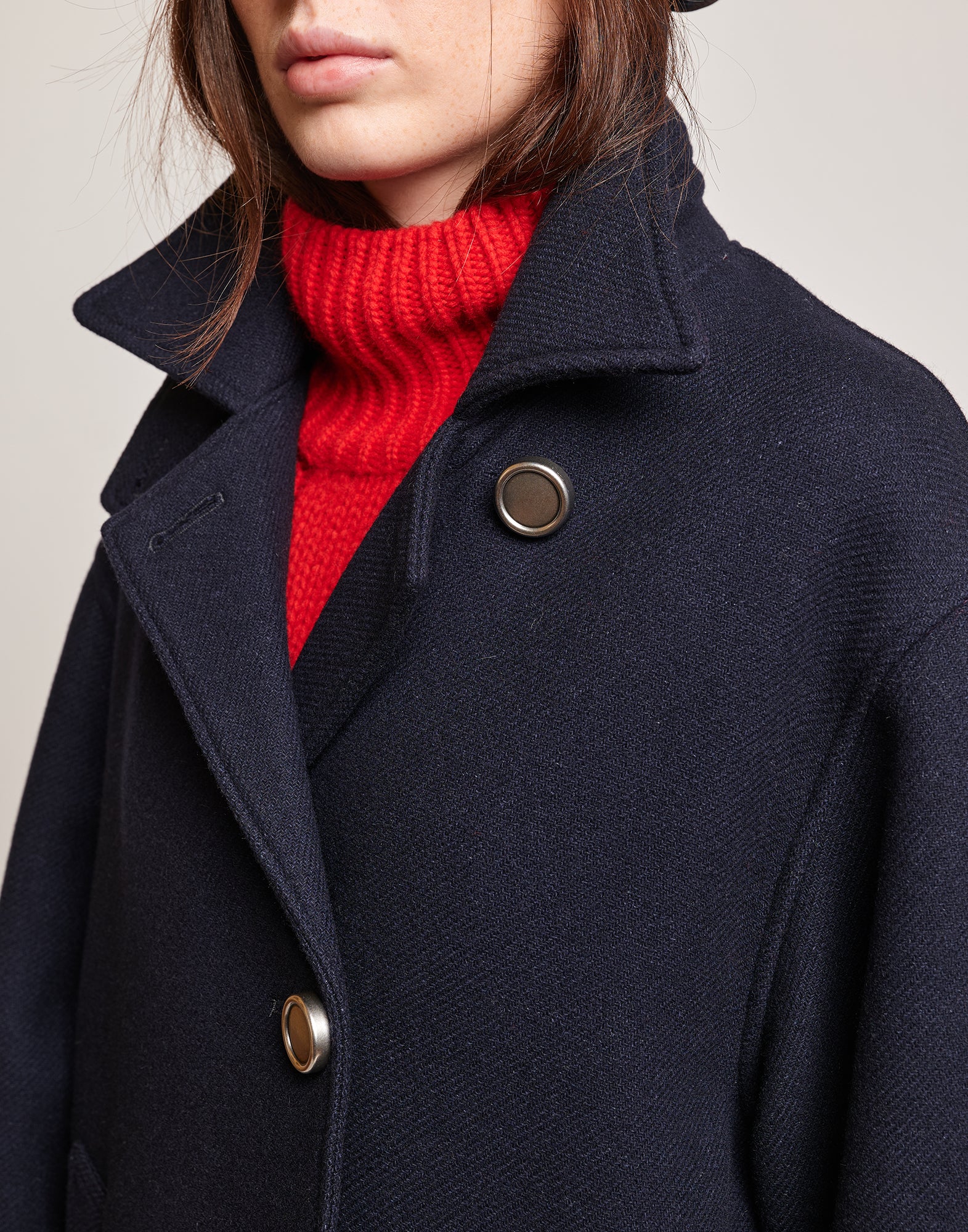 Cappotto in Double Twill di Lana Oltremare