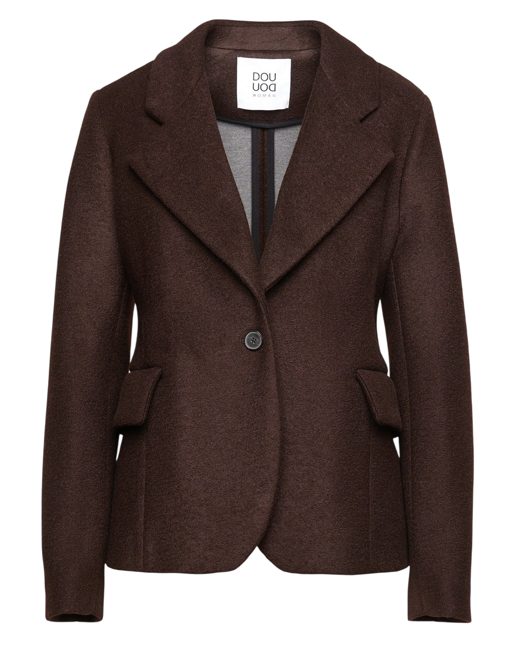 Veste simple boutonnage en jersey chaud néoprène couleur chocolat