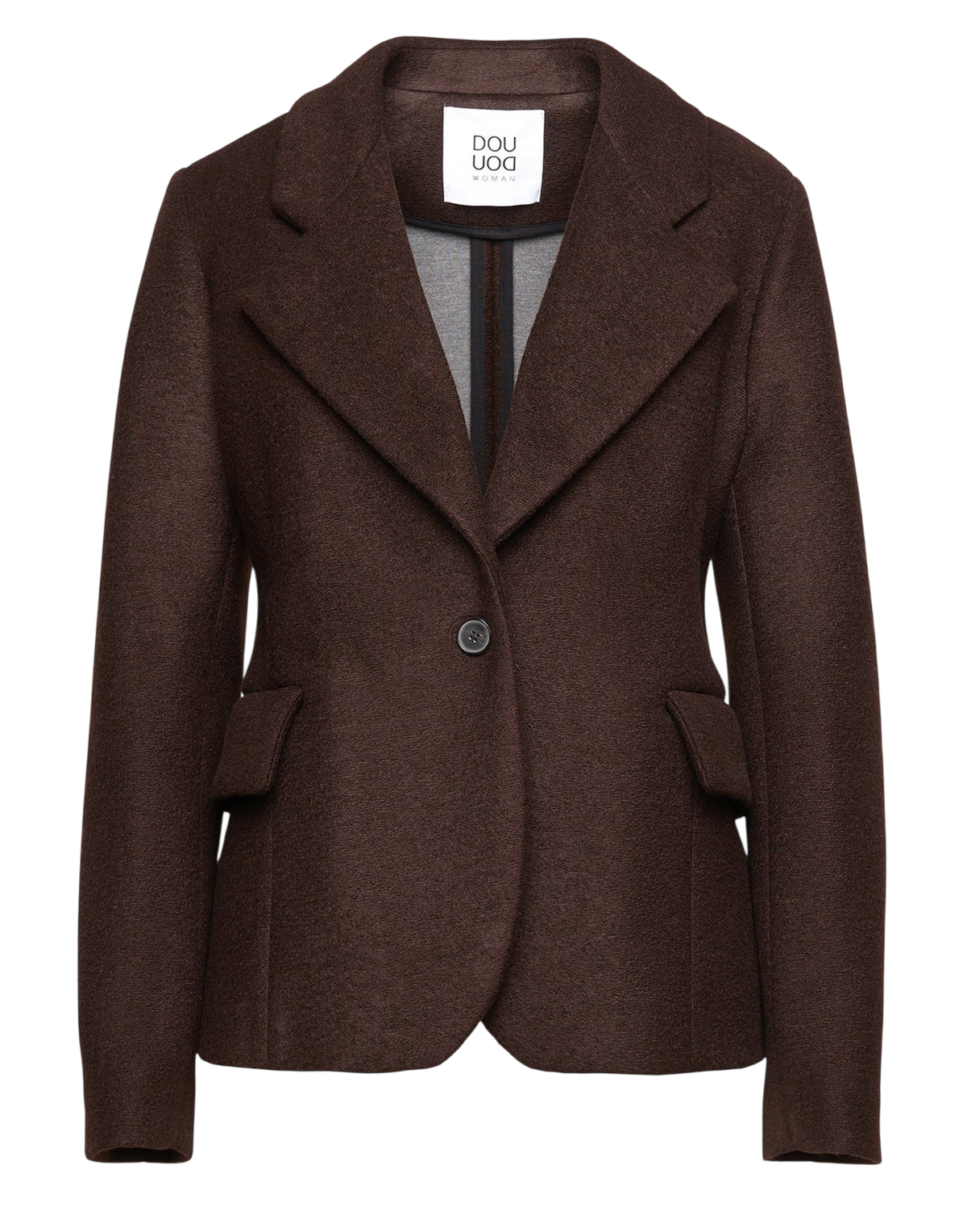 Veste simple boutonnage en jersey chaud néoprène couleur chocolat