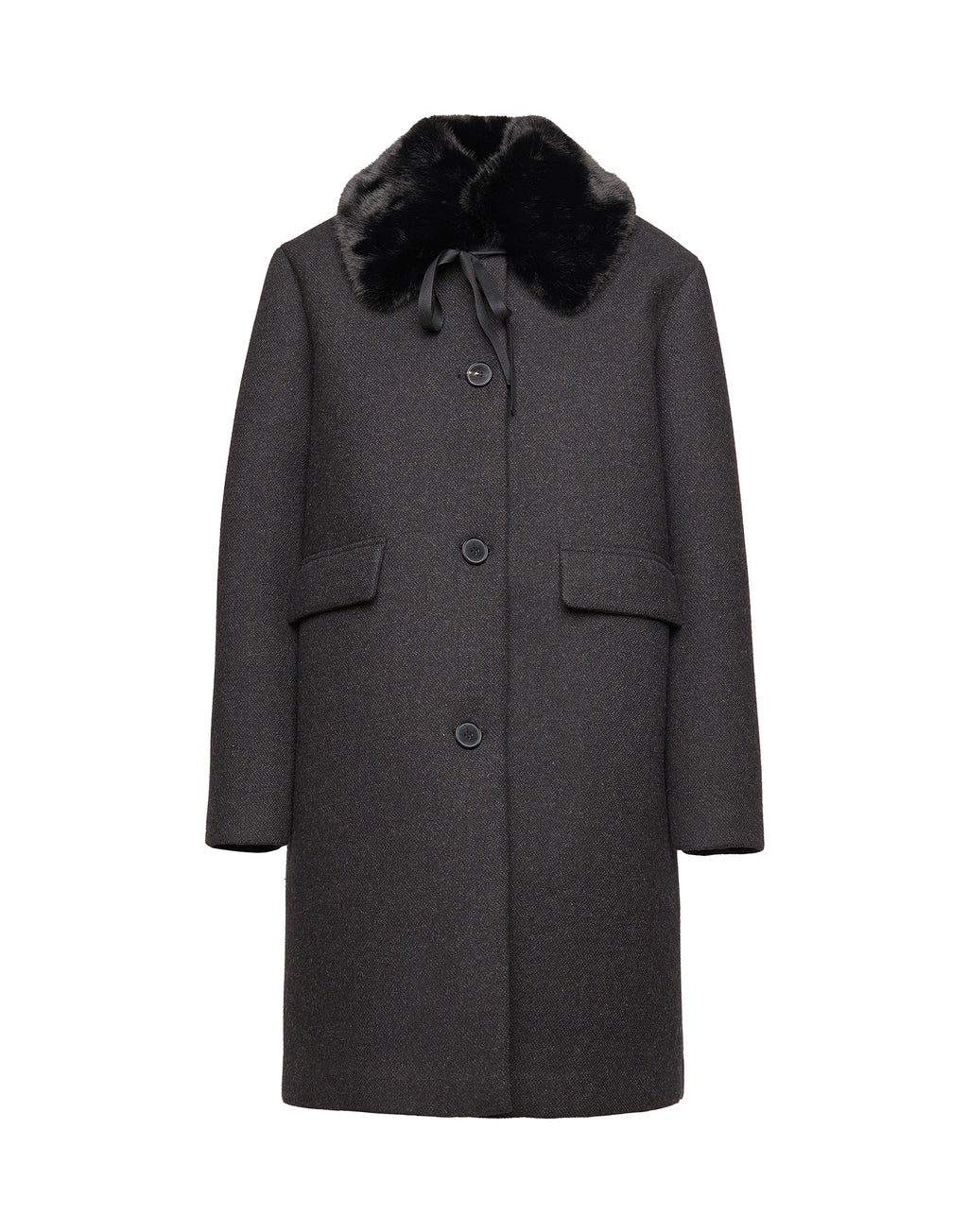 Cappottino Monopetto in Bonded Tecno Neoprene con Collo in Ecofur