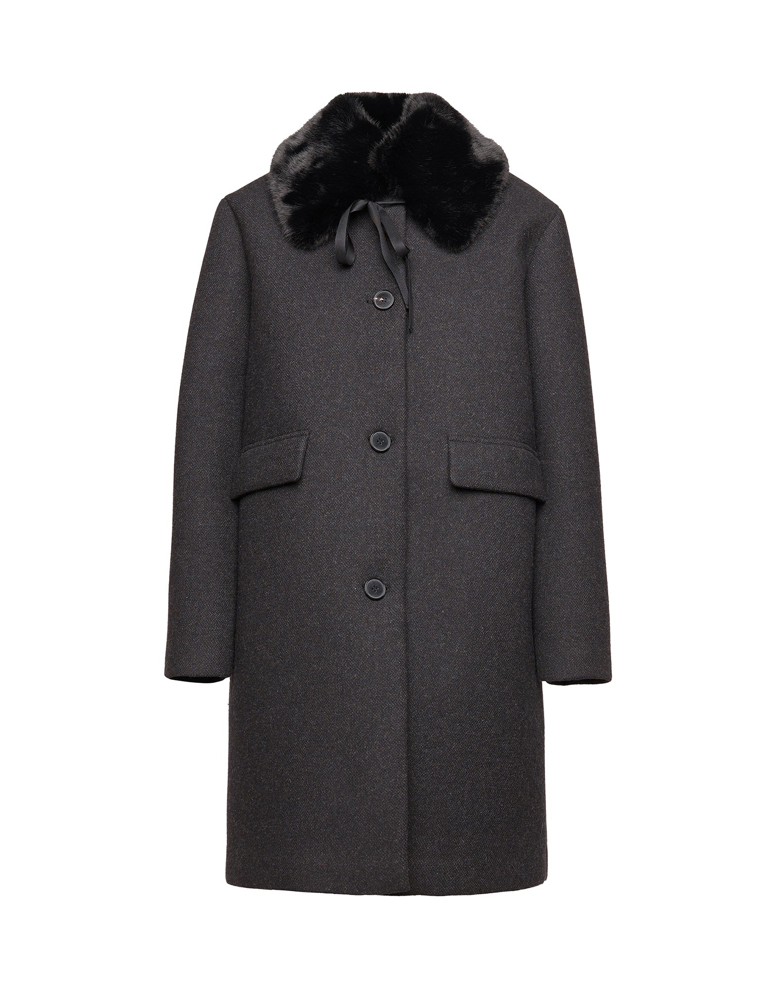 Cappottino Monopetto in Bonded Tecno Neoprene con Collo in Ecofur