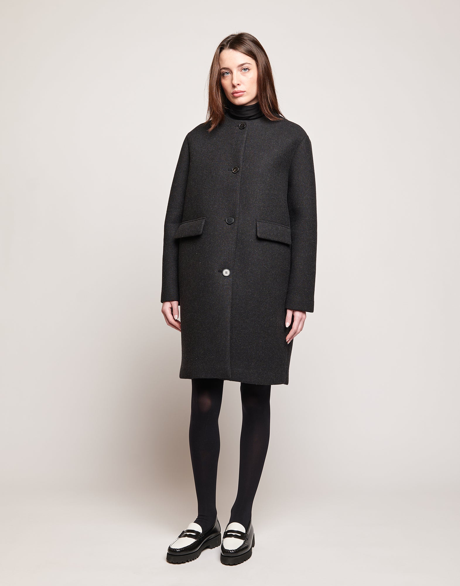 Cappottino Monopetto in Bonded Tecno Neoprene con Collo in Ecofur