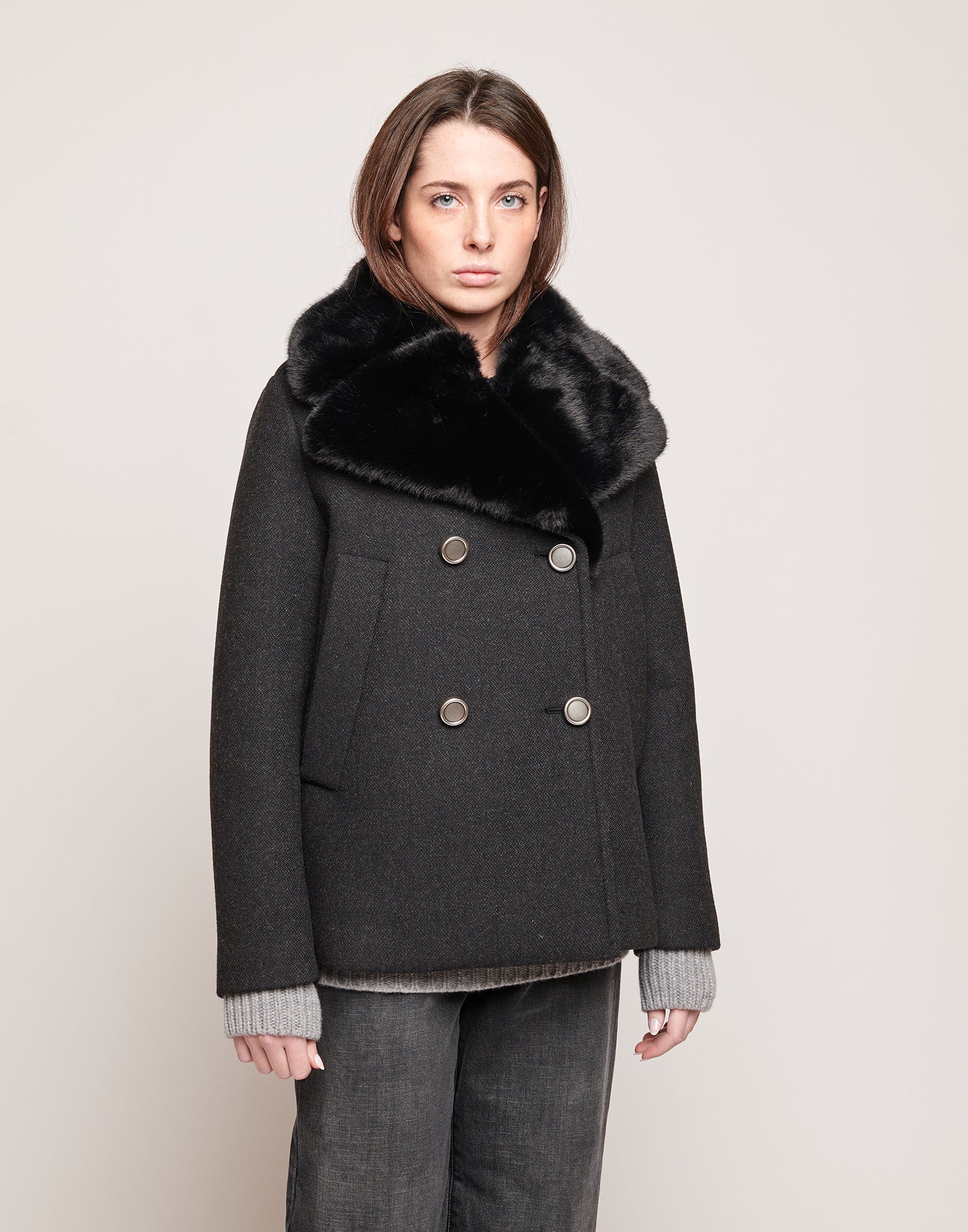 Picot Doppiopetto in Bonded Tecno Neoprene con Collo in Ecofur