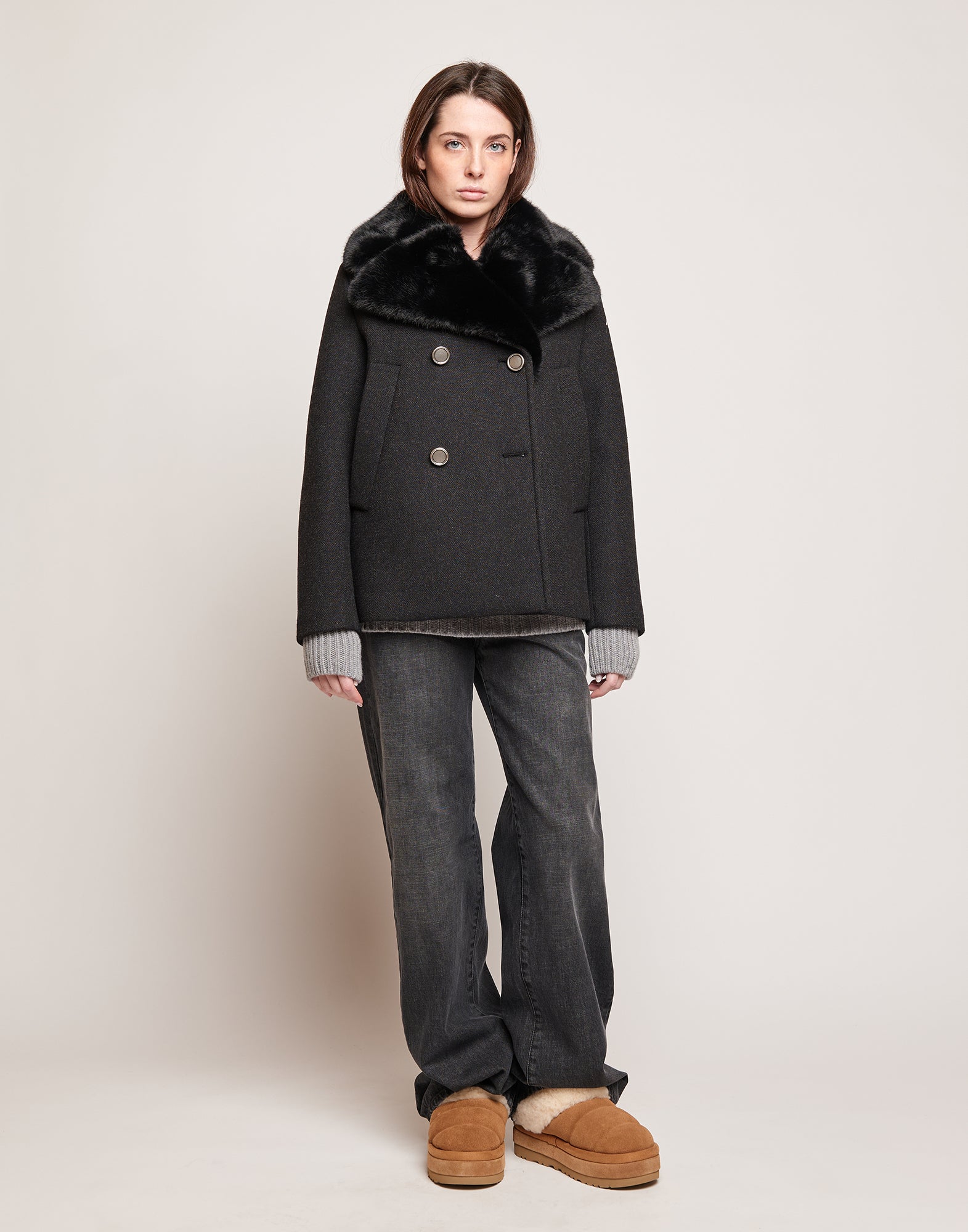 Picot Doppiopetto in Bonded Tecno Neoprene con Collo in Ecofur