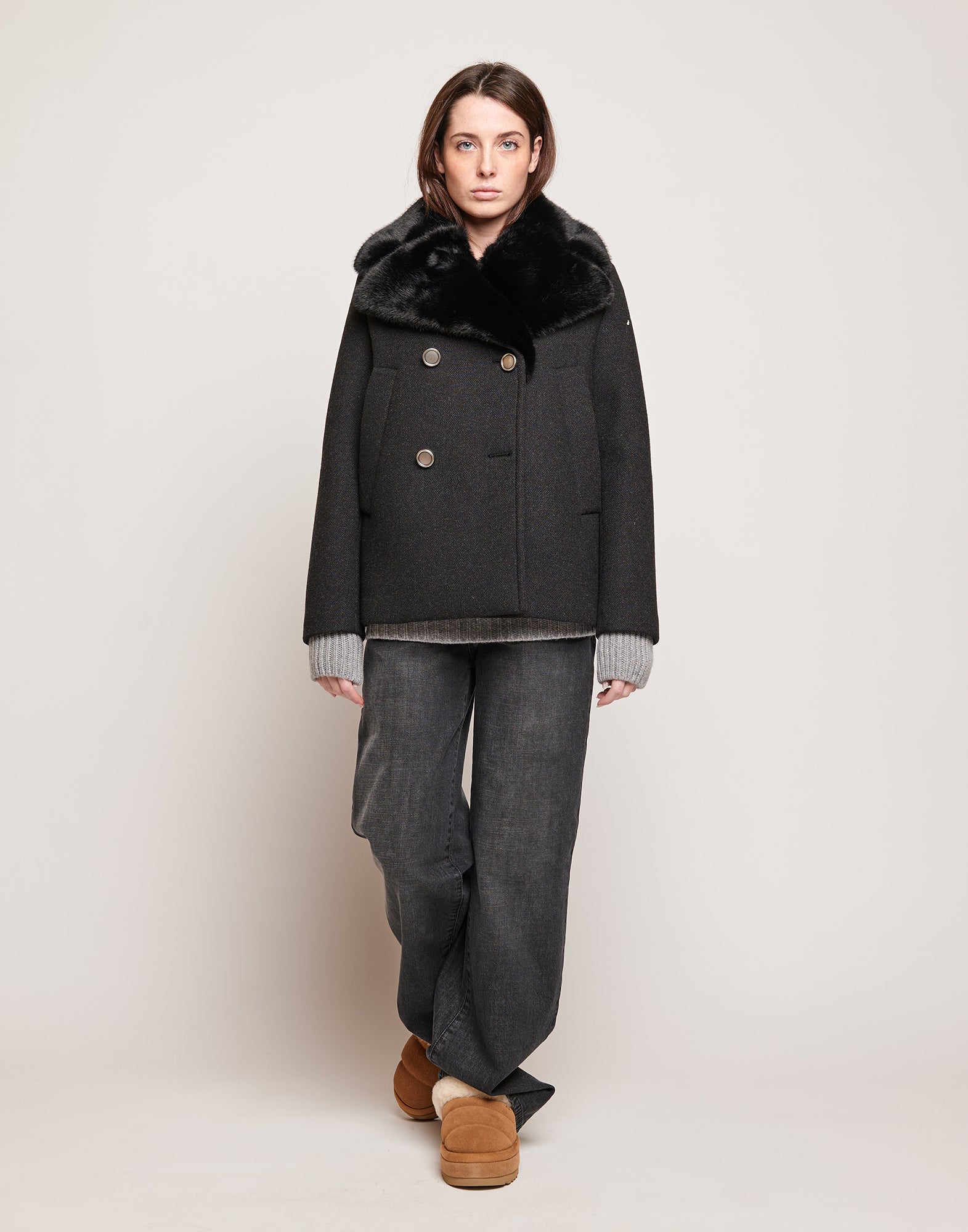 Picot Doppiopetto in Bonded Tecno Neoprene con Collo in Ecofur