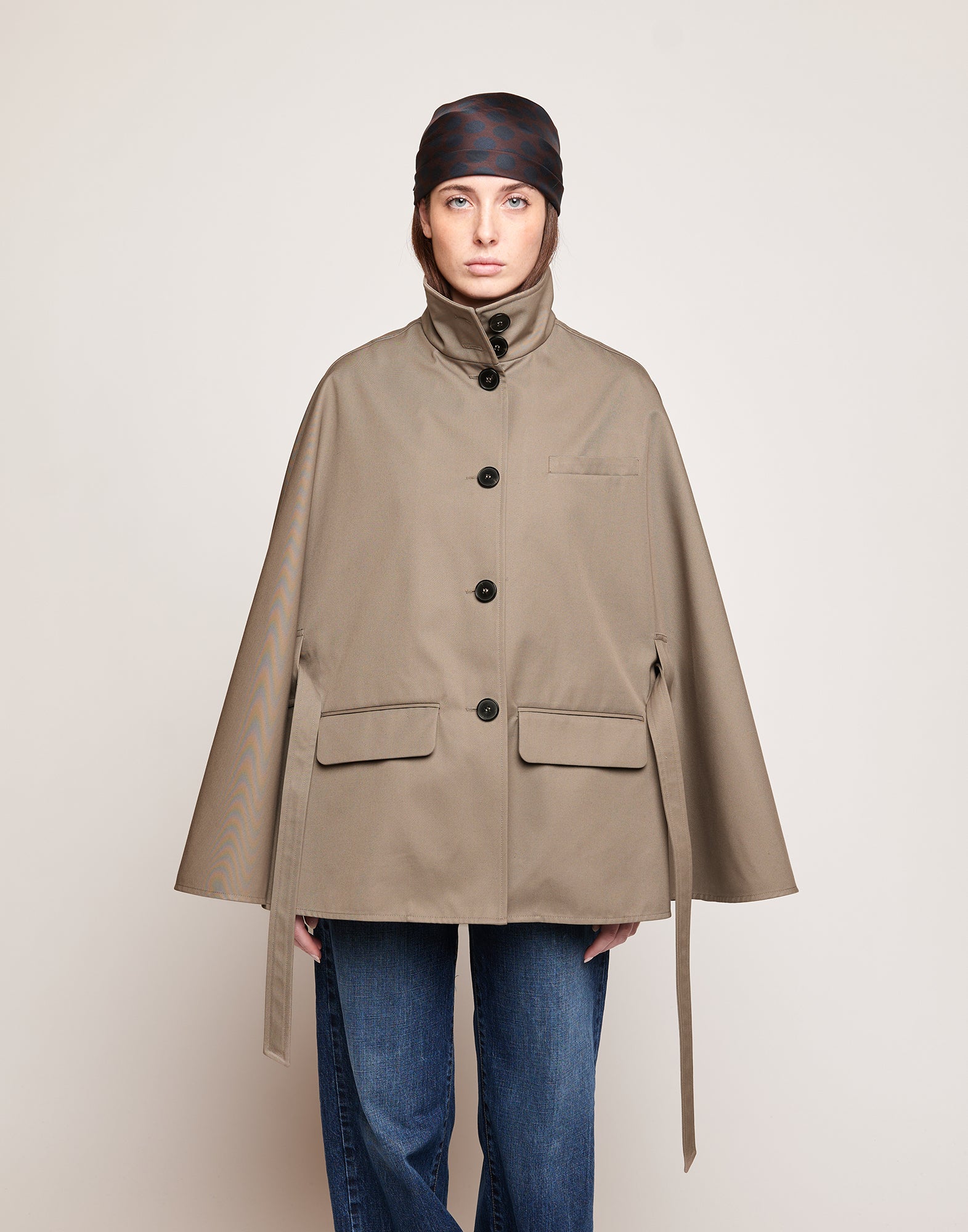 Cappa a Ruota in Tecno Coat Water Repellent Fango