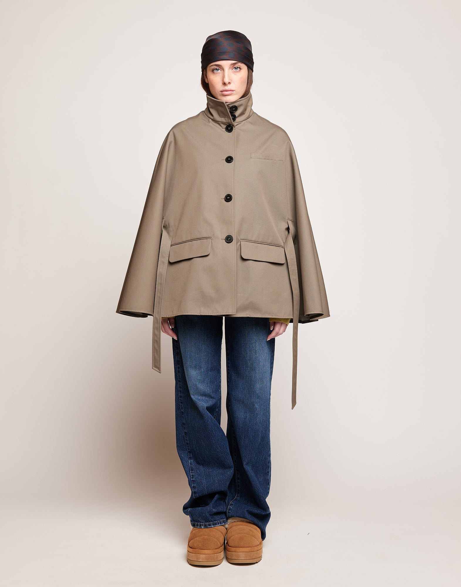 Cappa a Ruota in Tecno Coat Water Repellent Fango