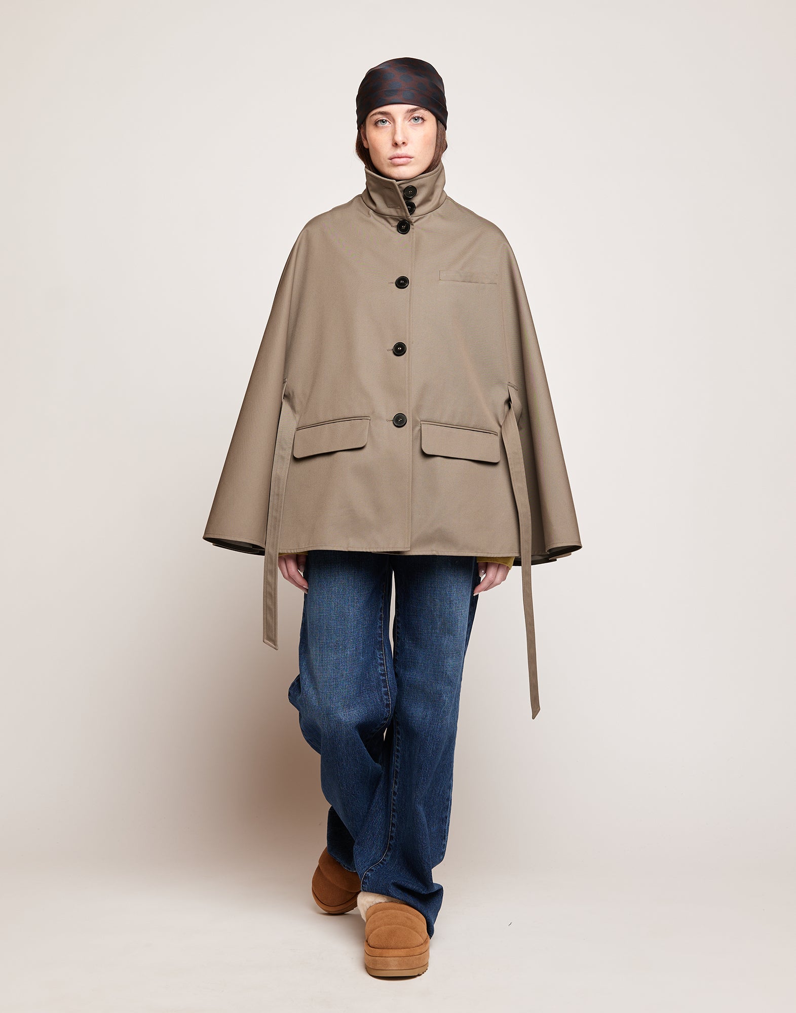Cappa a Ruota in Tecno Coat Water Repellent Fango
