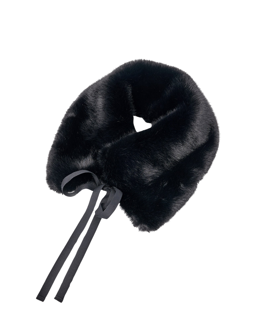 Collo in Ecopelliccia con Lacci Nero