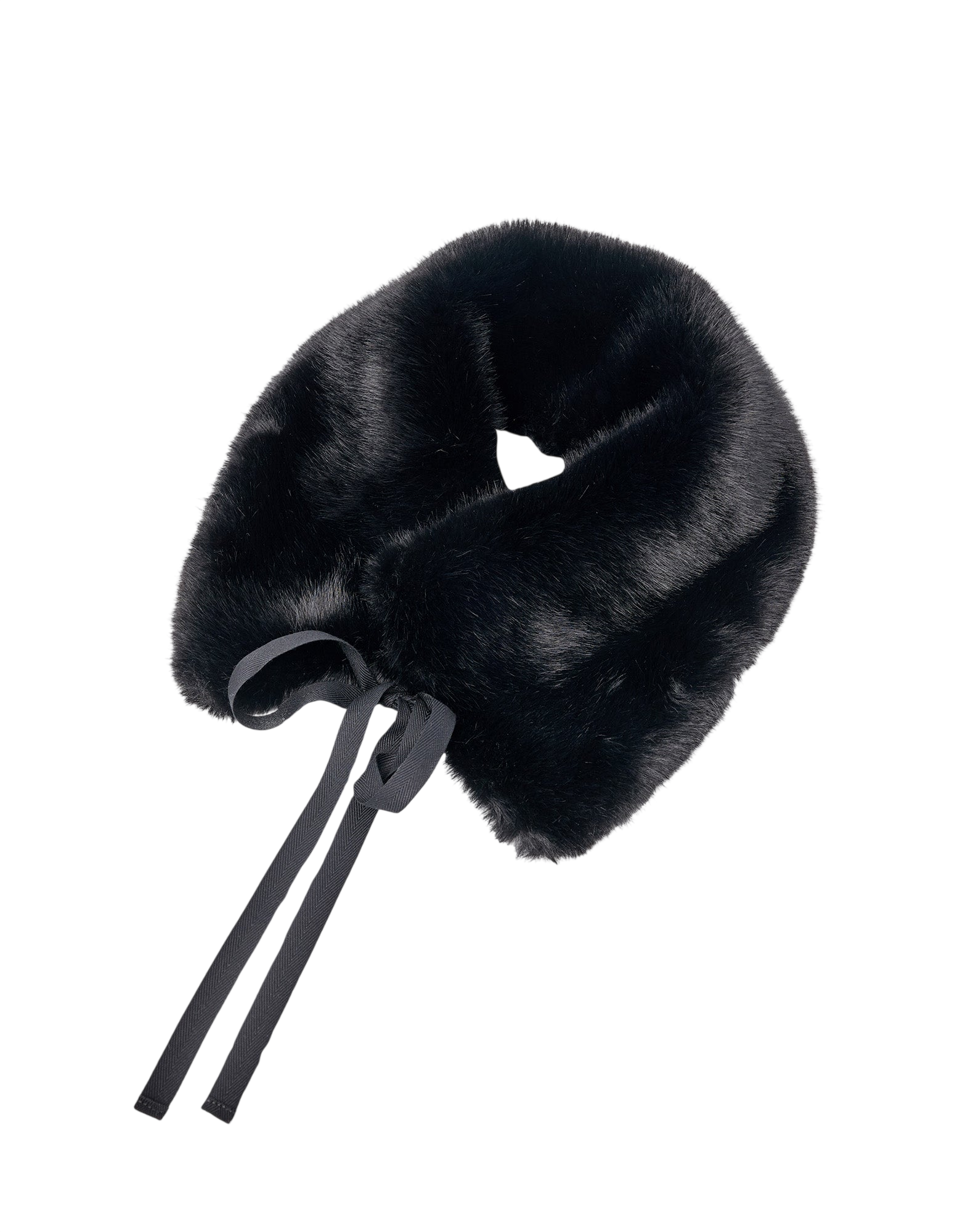 Collo in Ecopelliccia con Lacci Nero