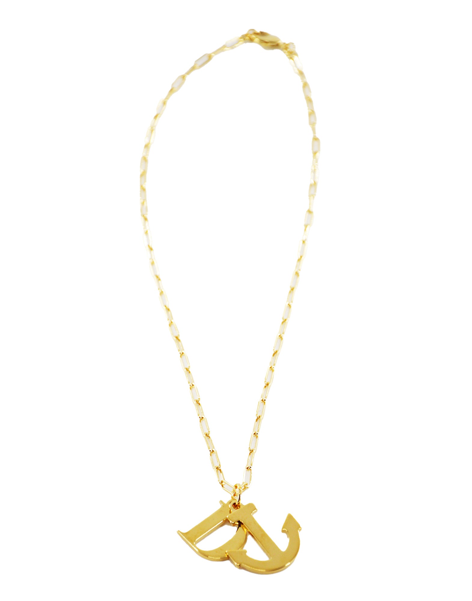 Collana con Ciondolo Lettera e Ancora Oro