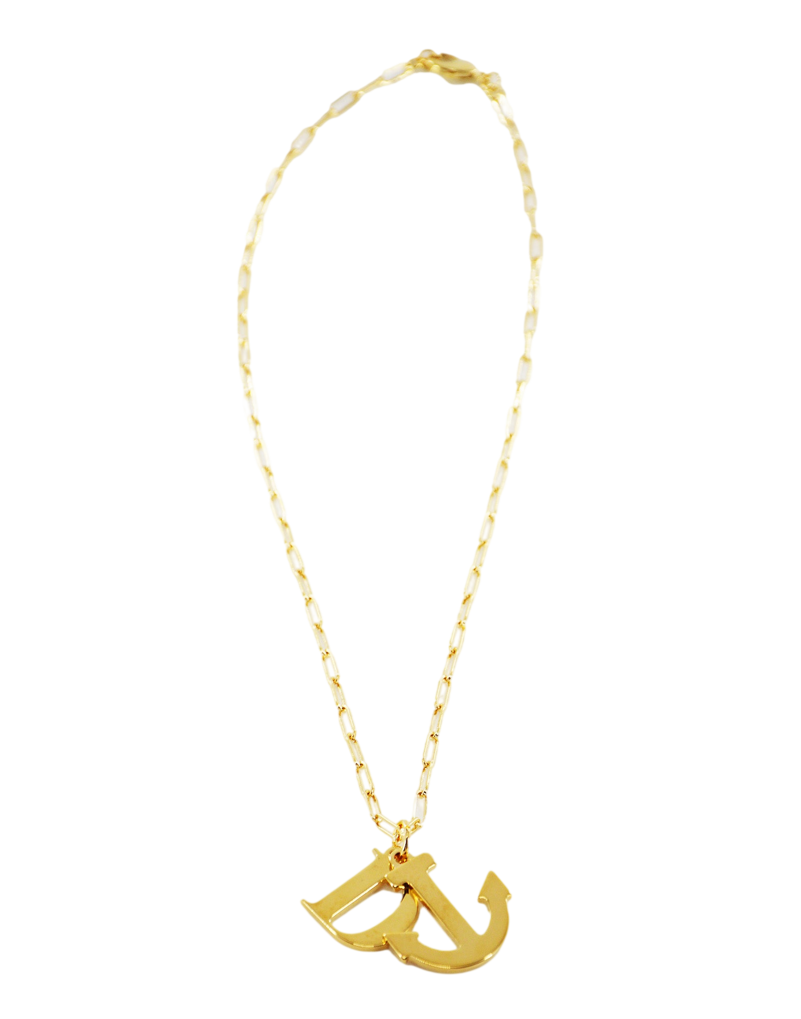 Collana con Ciondolo Lettera e Ancora Oro