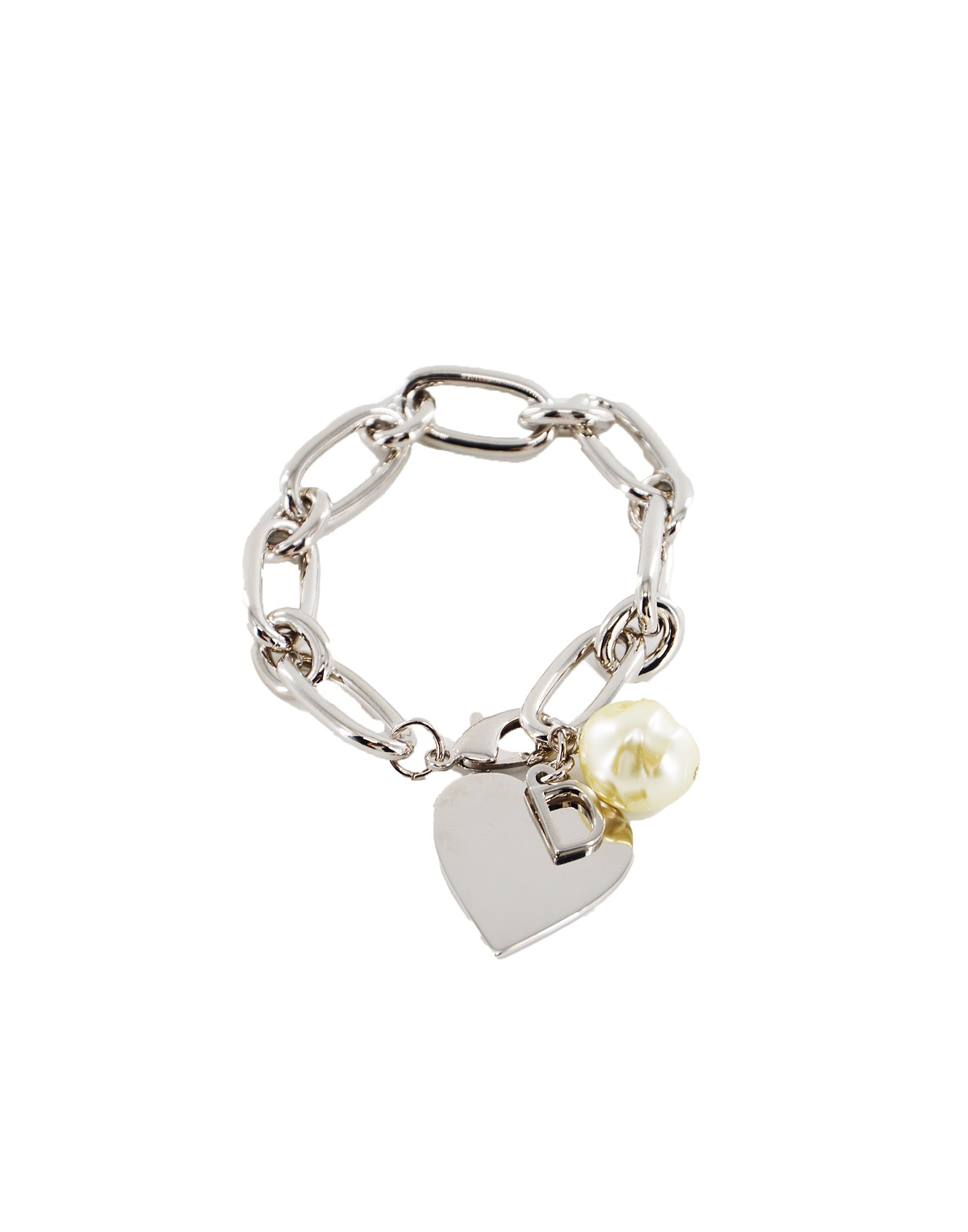 Bracciale con Maglia Larga, Charm Cuore e Perla Barocca Palladio