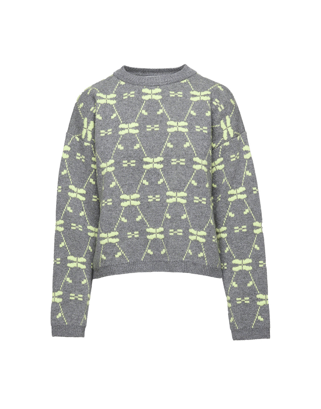 Maglione in Lana Merino Supergeelong Grigio/Lime