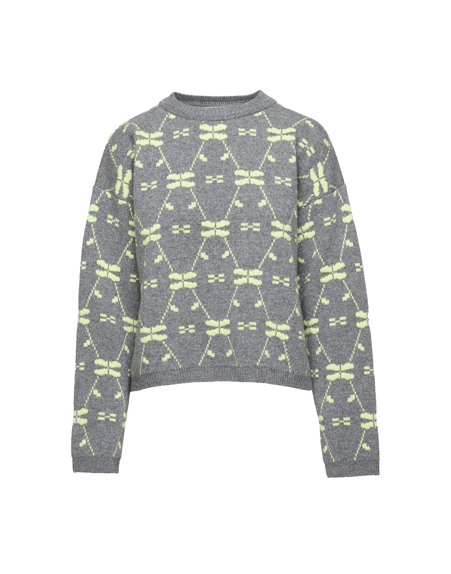 Maglione in Lana Merino Supergeelong Grigio/Lime