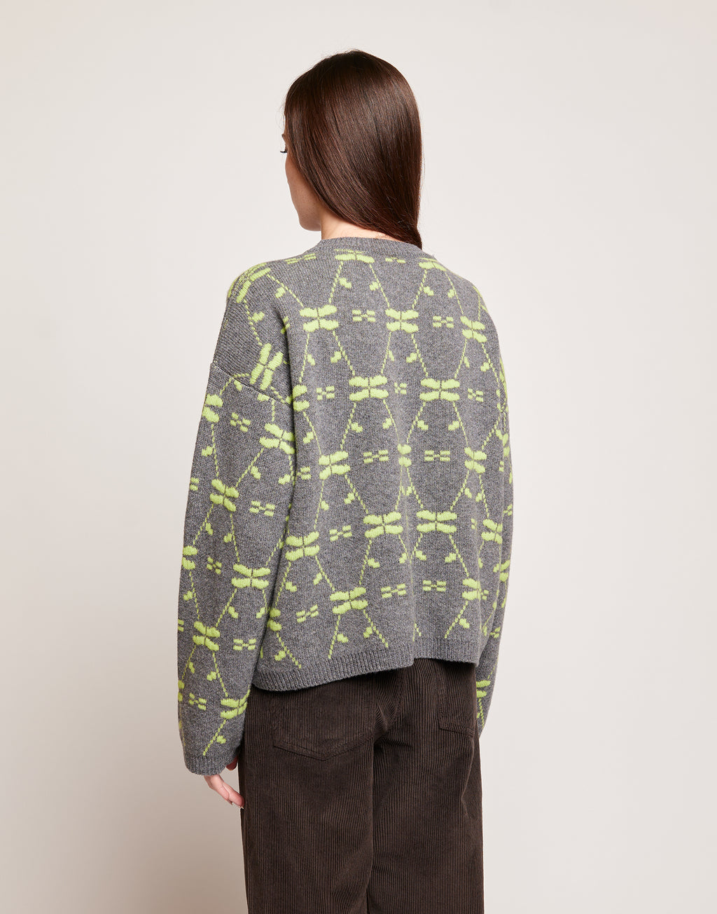 Maglione in Lana Merino Supergeelong Grigio/Lime