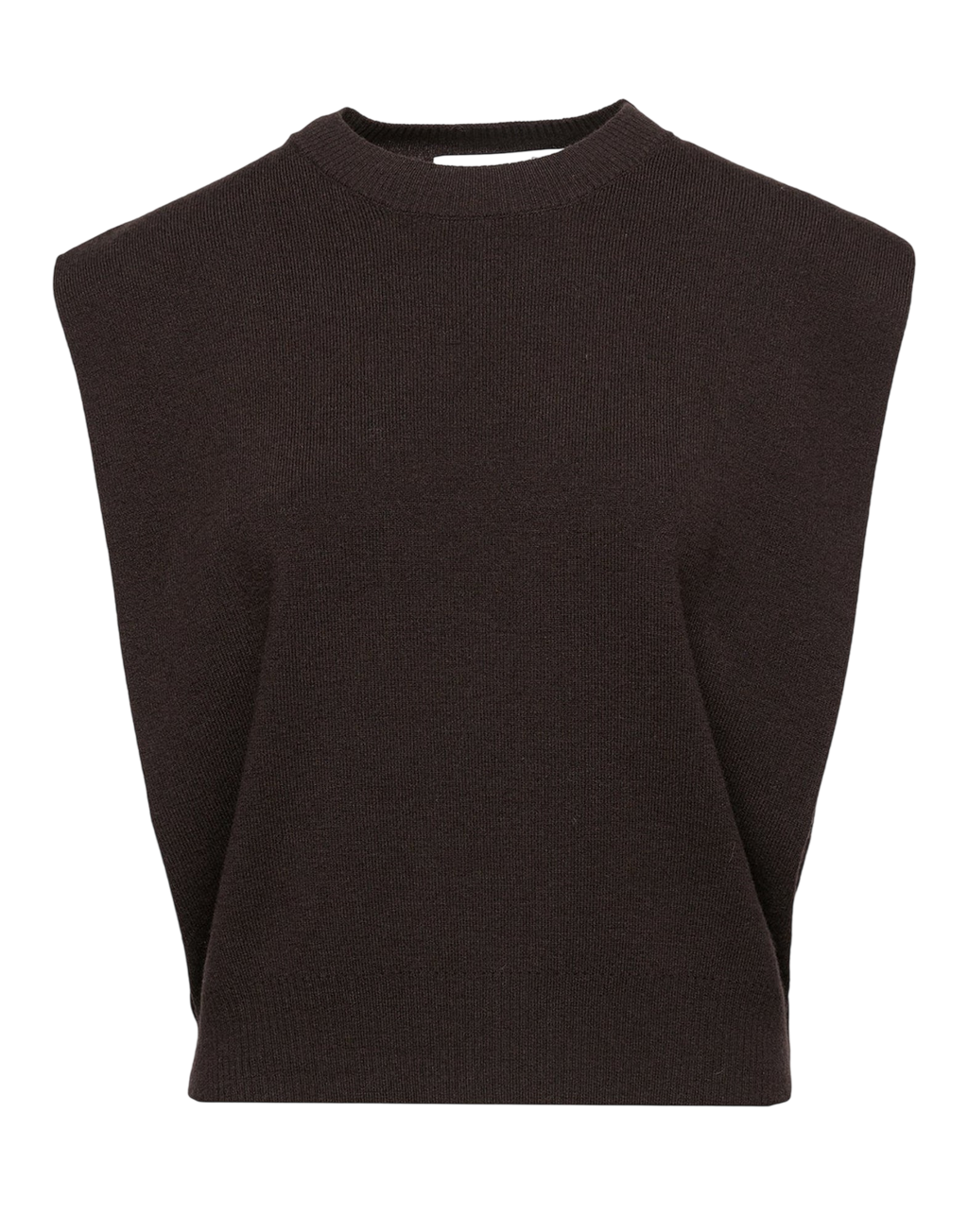 Gilet à col rond en laine et cachemire couleur chocolat