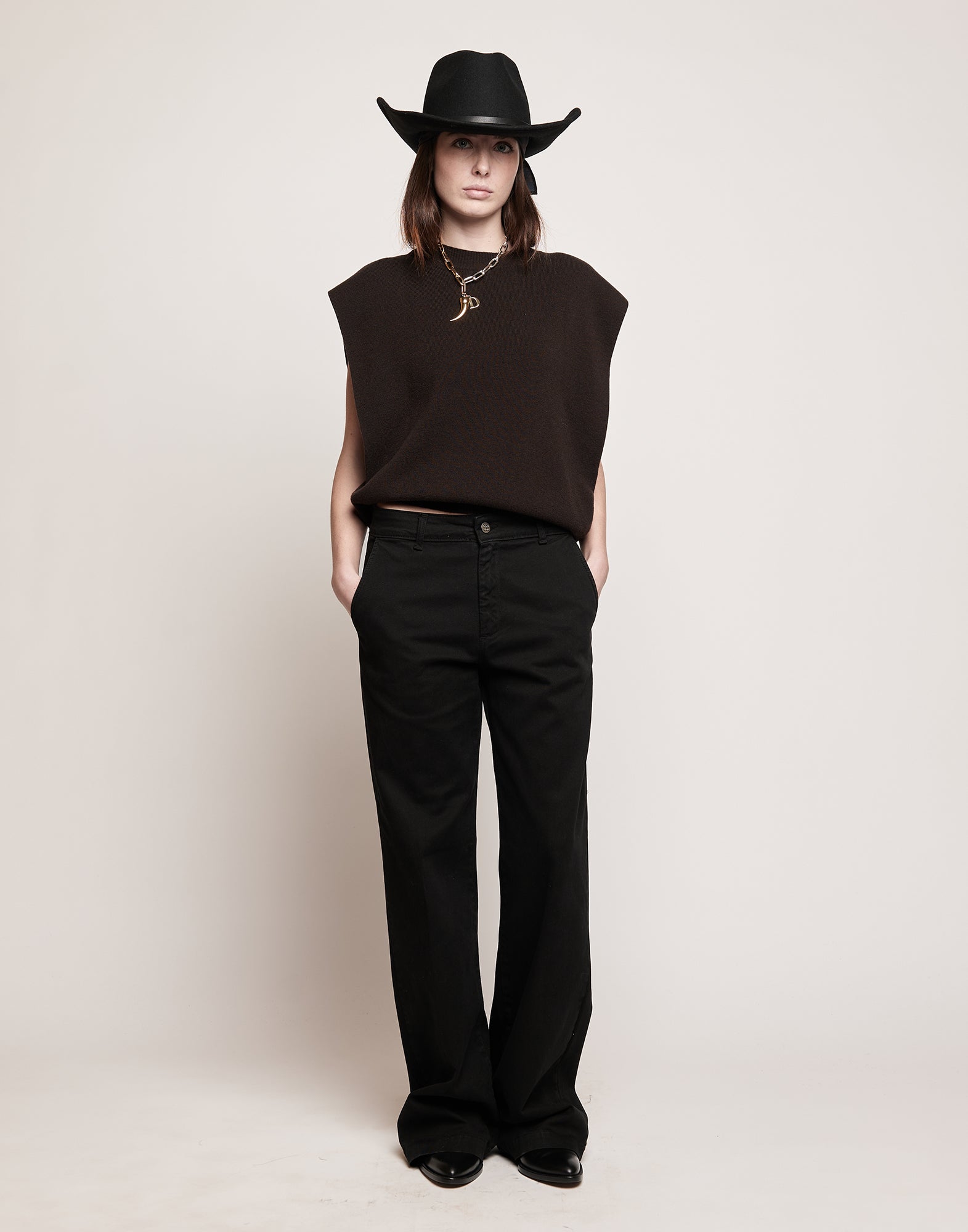 Gilet Girocollo in Lana e Cashmere Ciocco