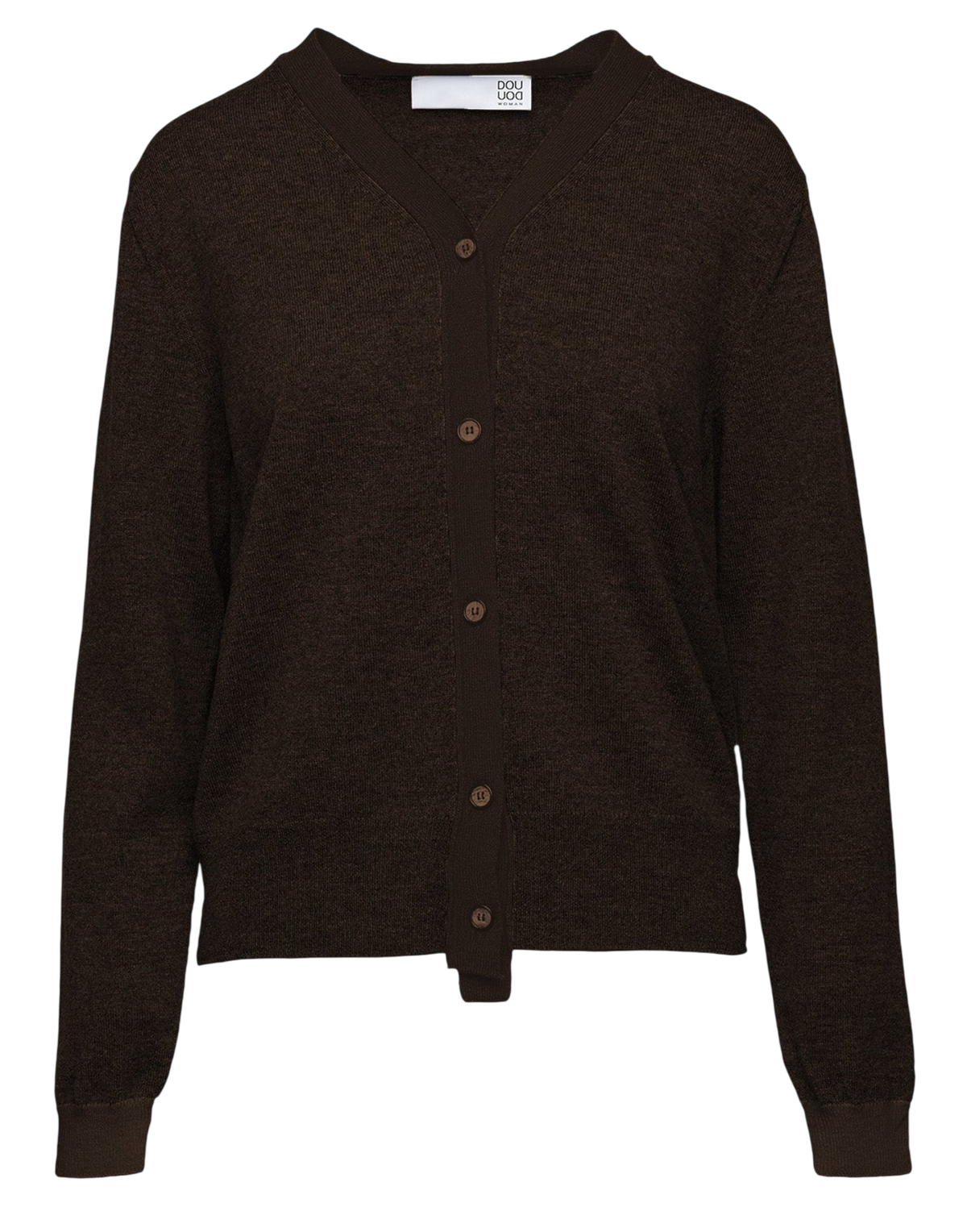 Cardigan à col en V en laine et cachemire marron chocolat