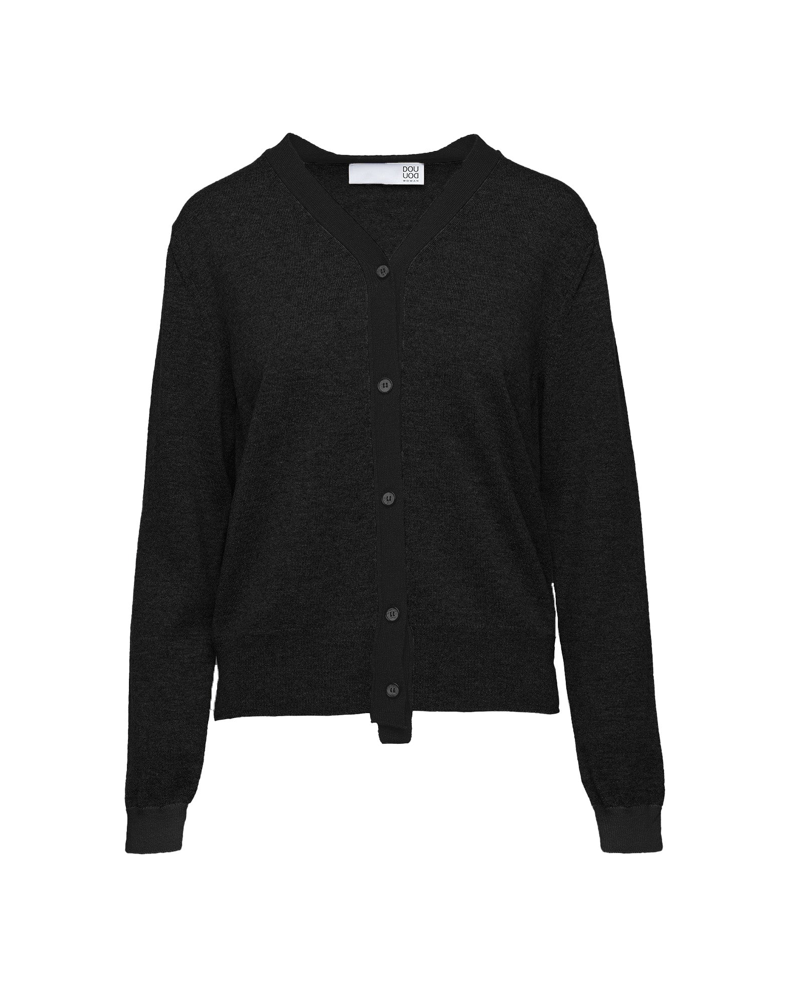 Cardigan Scollo a V in Lana e Cashmere Nero