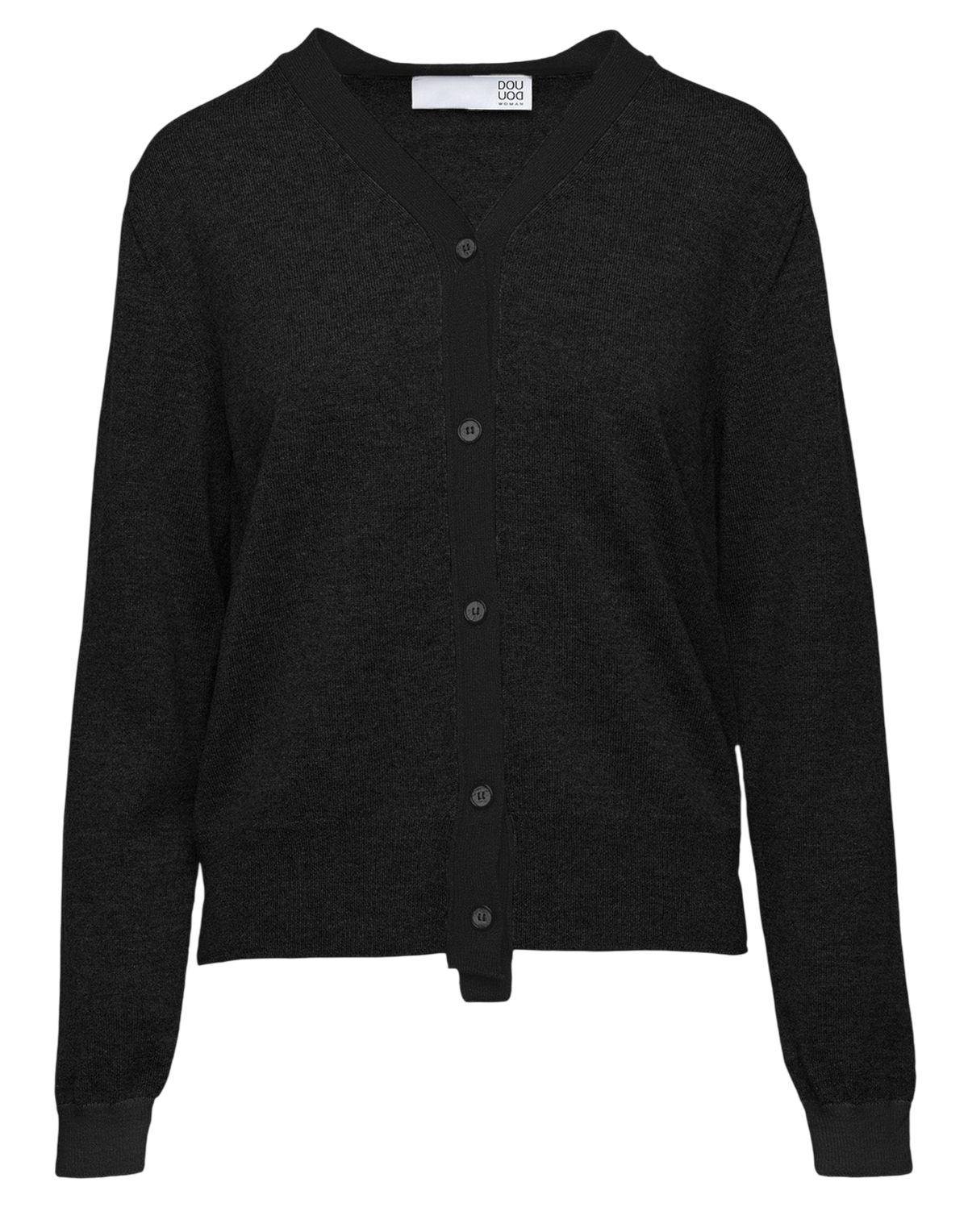 Black Wool and Cashmere V-Neck Cardigan