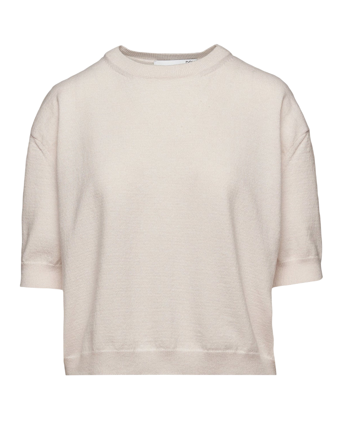 Boxy Crew Neck Sweater in Wool and Cashmere Champagne
