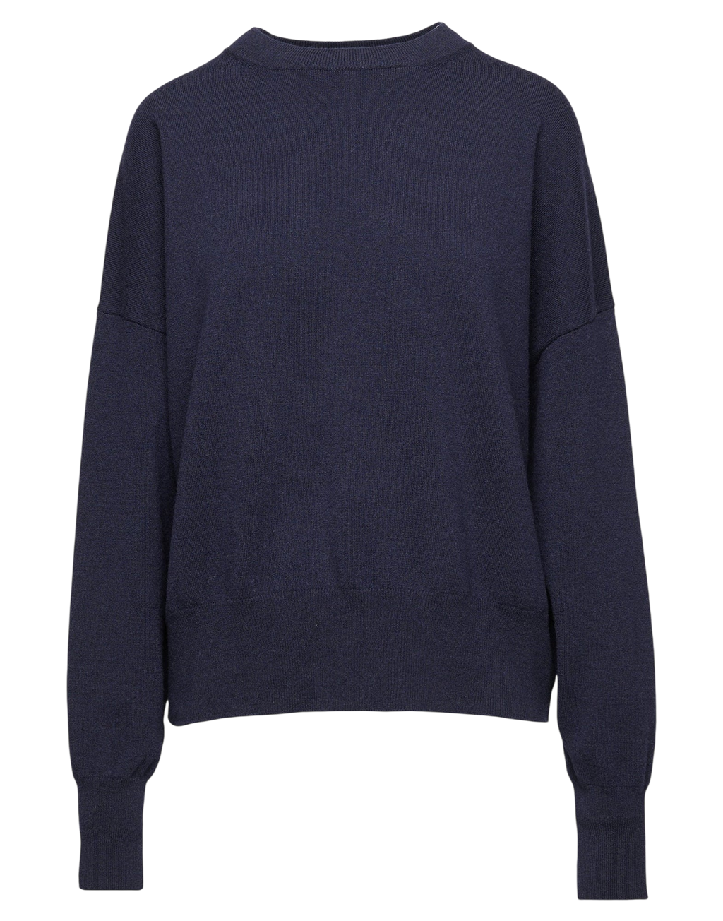 Pull Kimono à Col Rond en Laine et Cachemire Bleu Outremer