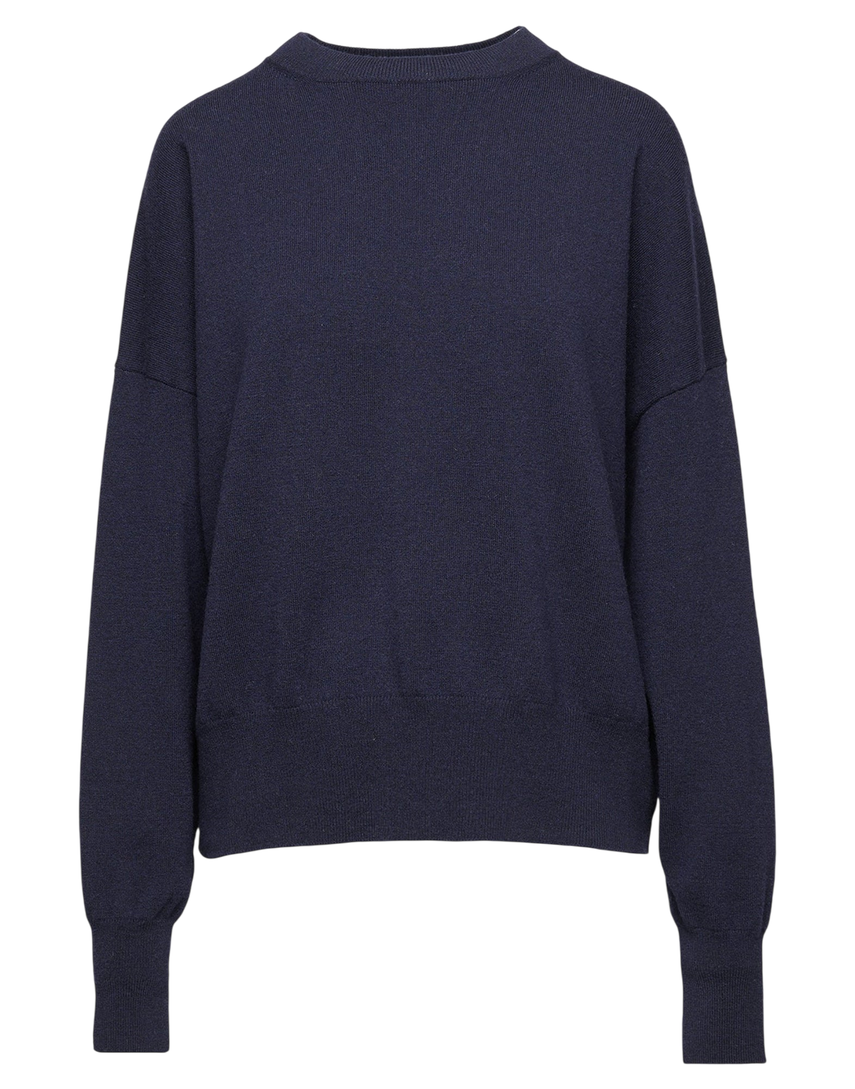 Pull Kimono à Col Rond en Laine et Cachemire Bleu Outremer