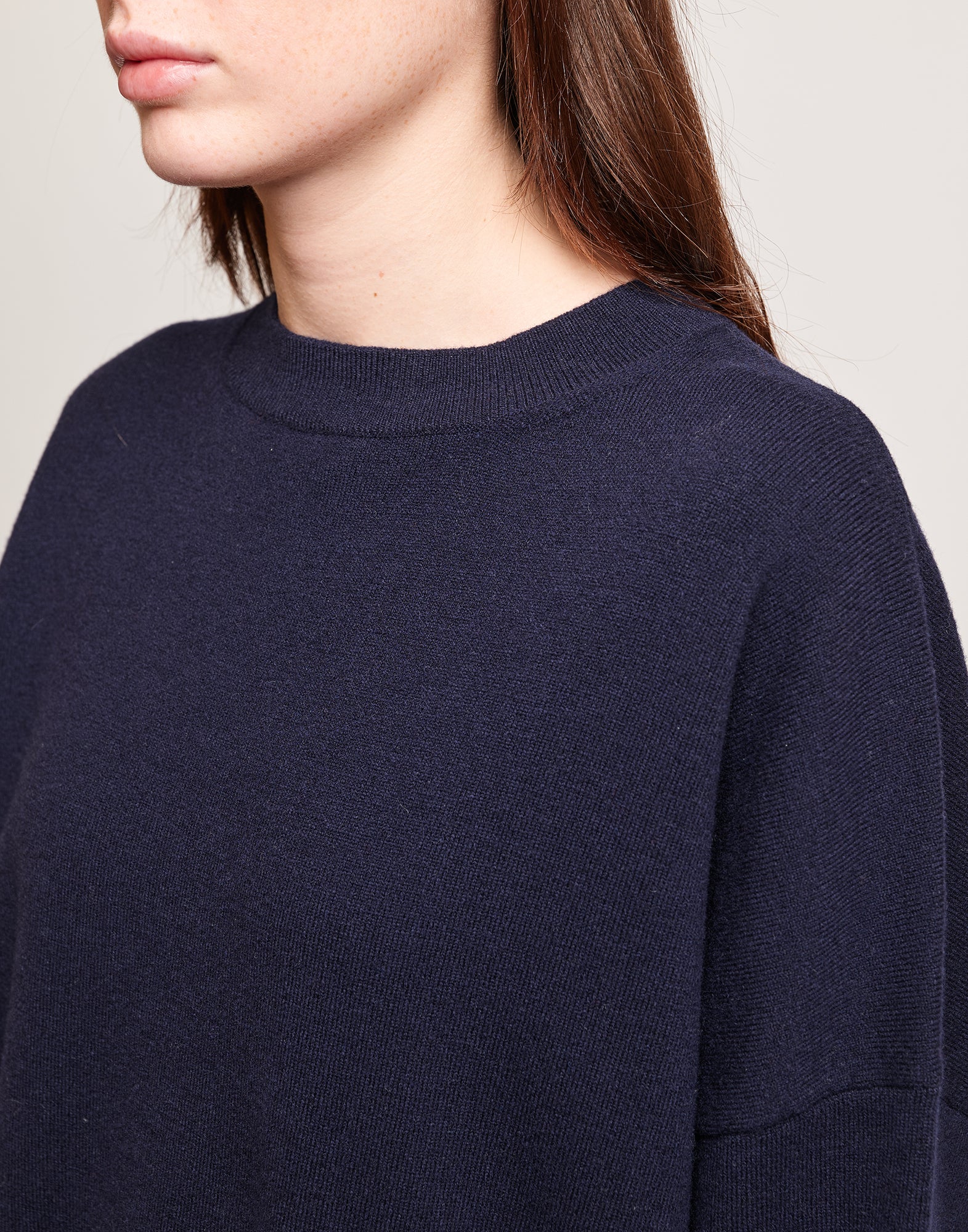 Maglione Kimono Girocollo in Lana e Cashmere Oltremare