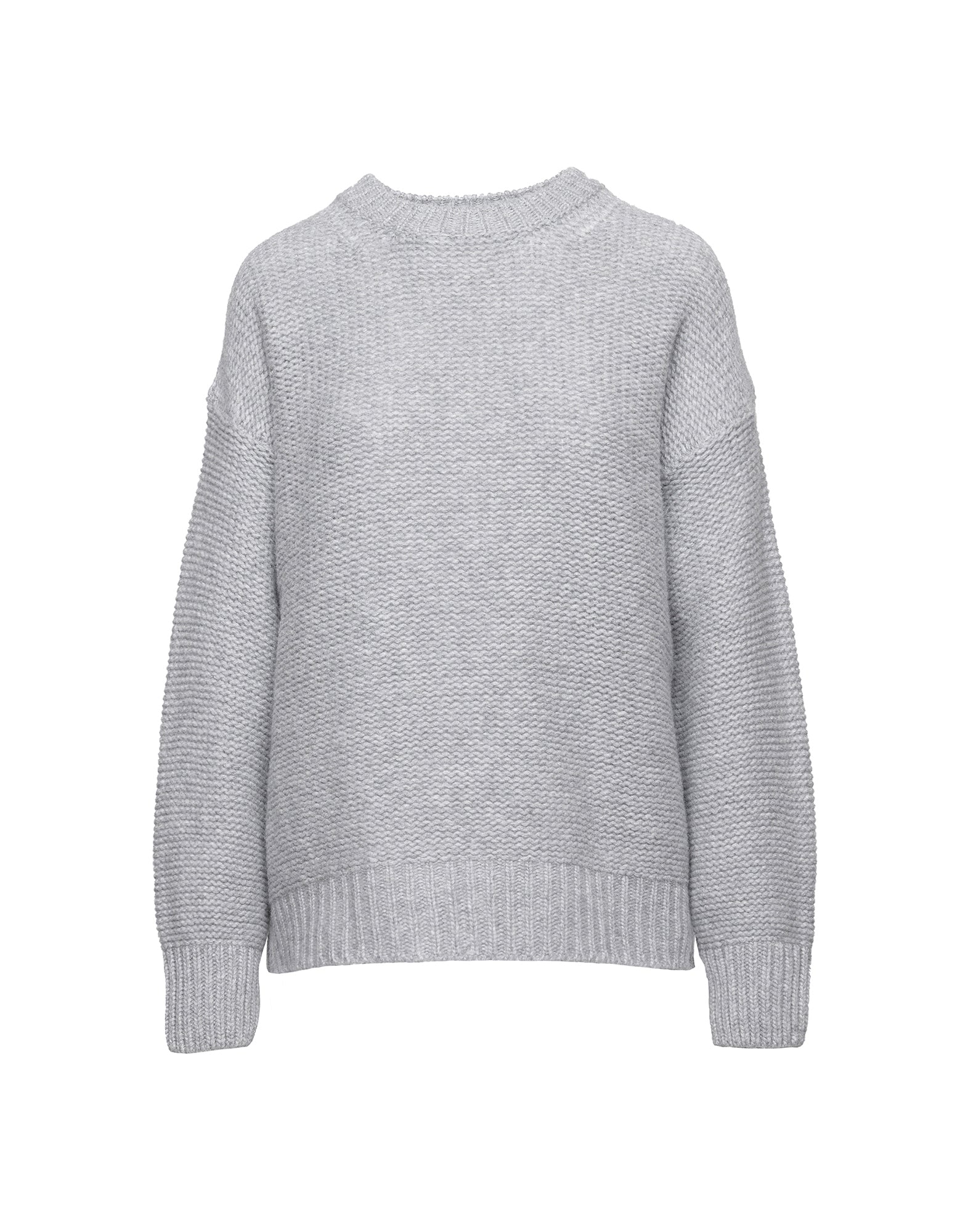 Maglione Girocollo in Lana e Cashmere Grigio Chiaro