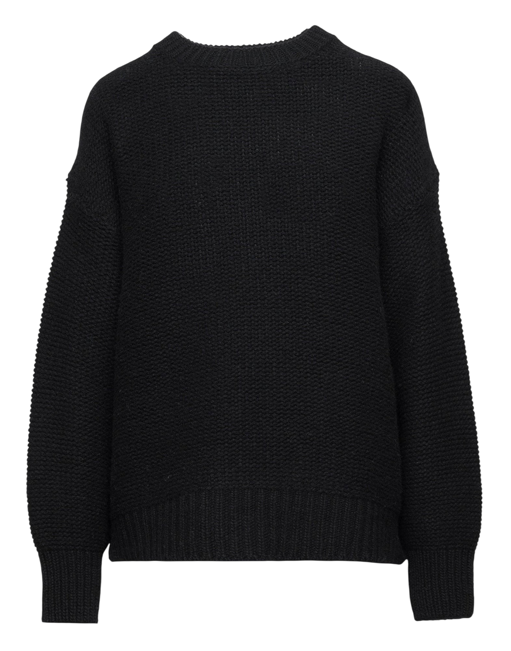 Pull col rond en laine et cachemire noir