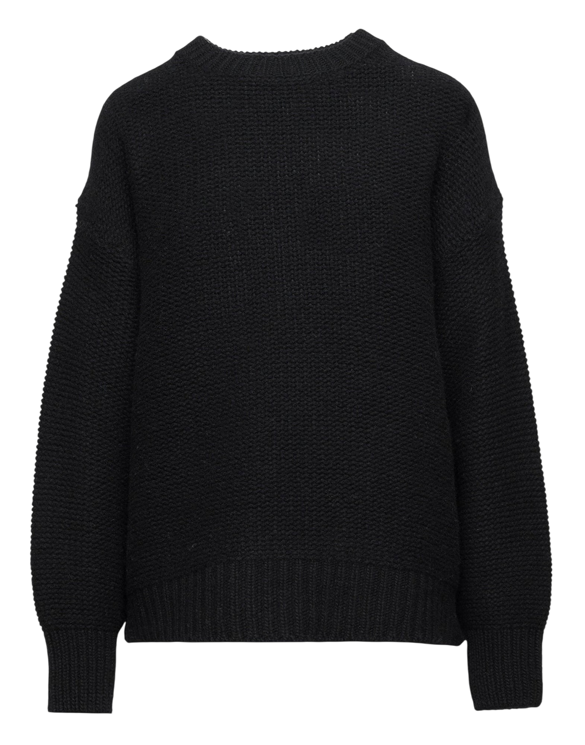 Pull col rond en laine et cachemire noir
