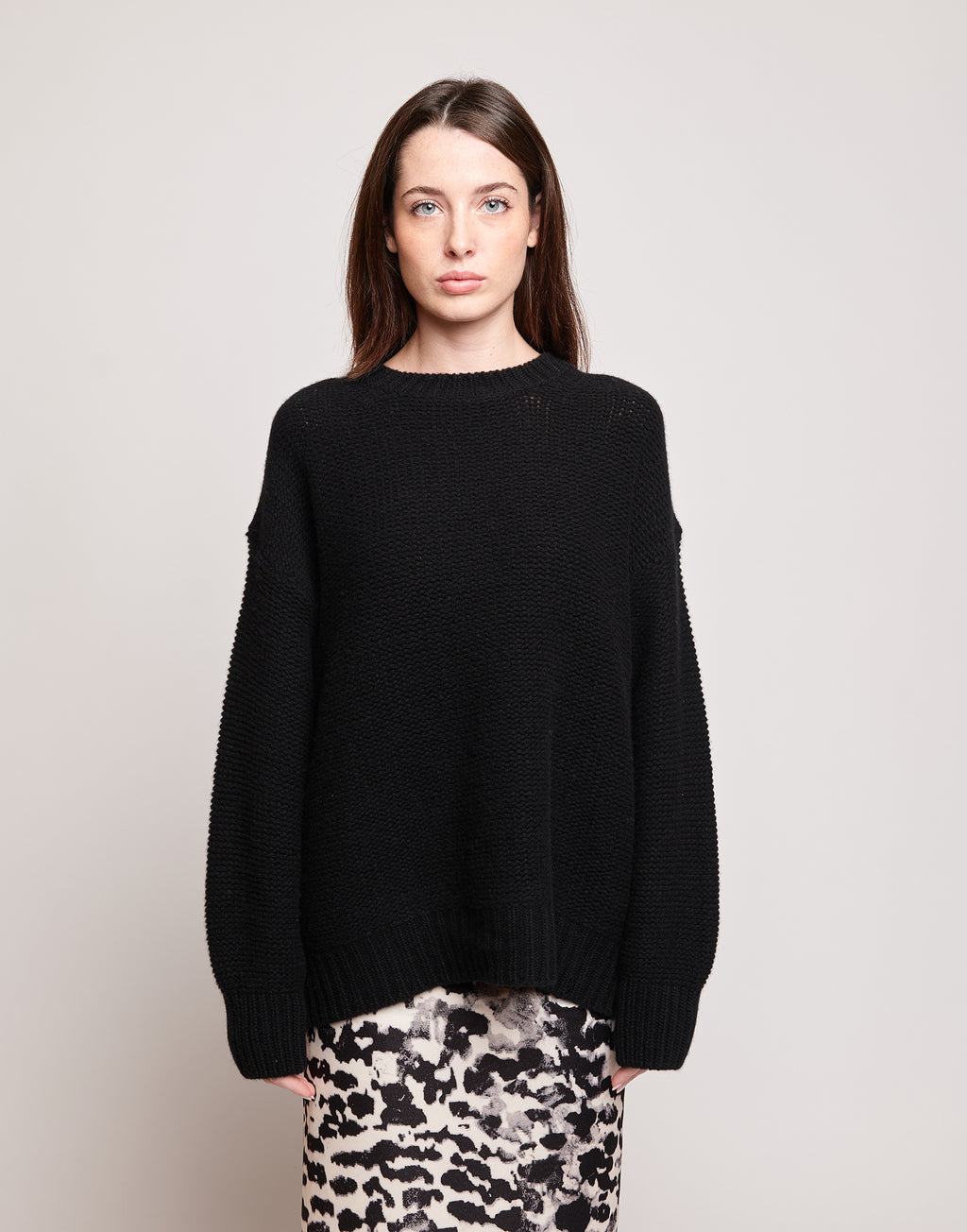 Maglione Girocollo in Lana e Cashmere Nero