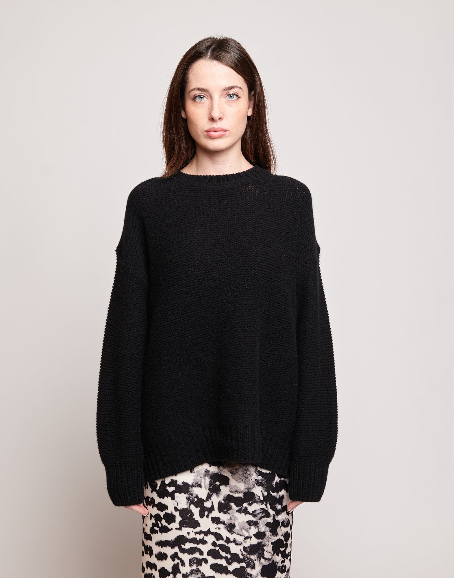 Maglione Girocollo in Lana e Cashmere Nero