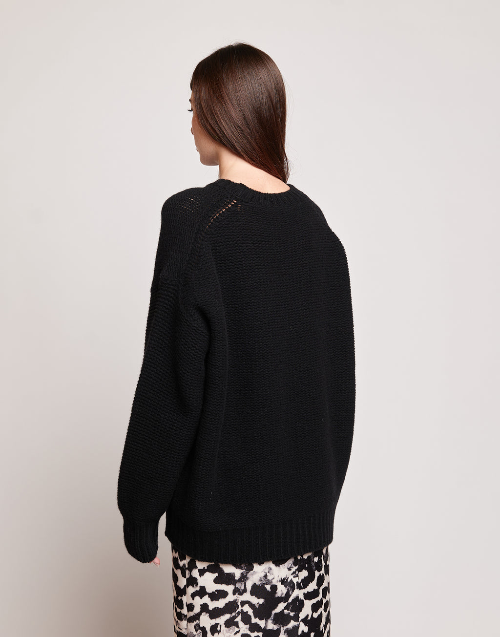 Maglione Girocollo in Lana e Cashmere Nero