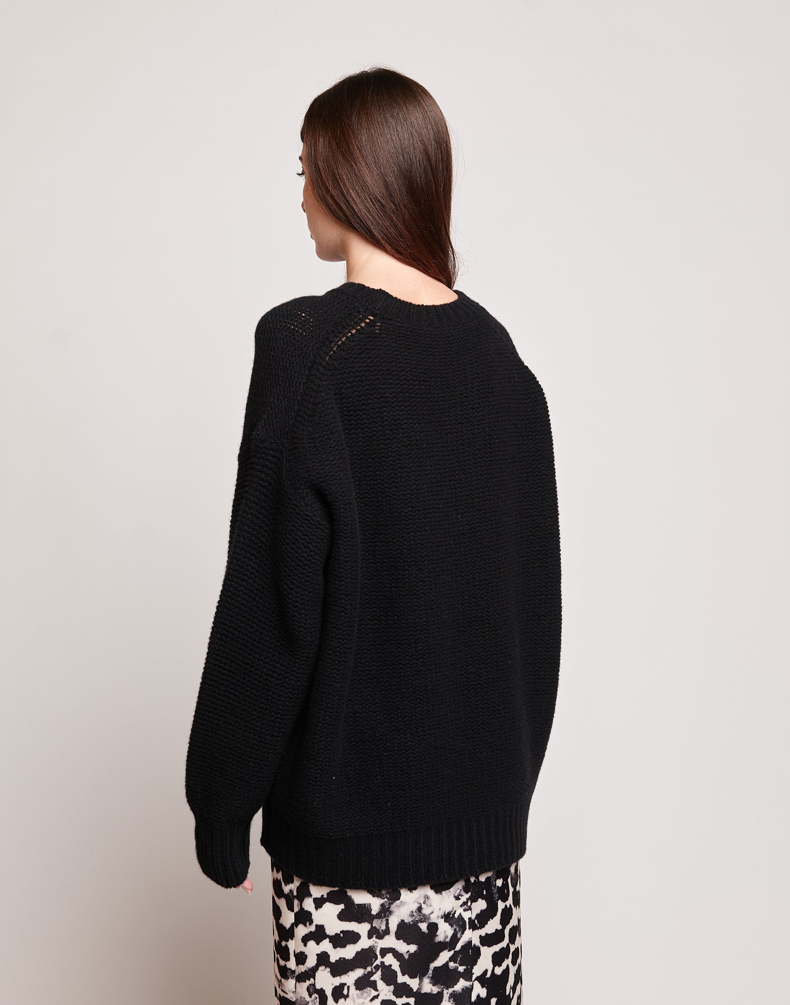 Maglione Girocollo in Lana e Cashmere Nero