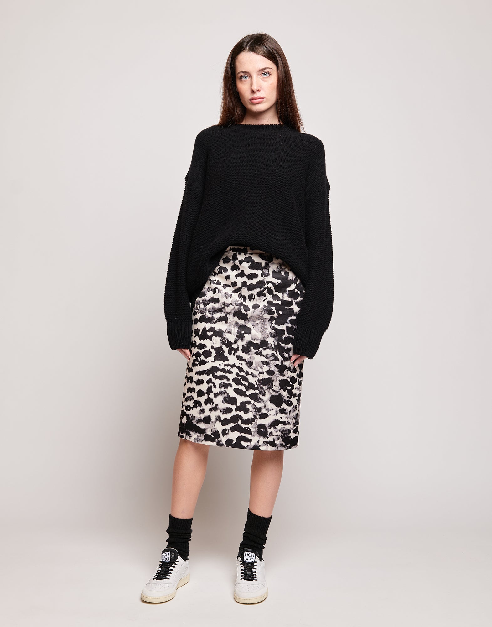 Maglione Girocollo in Lana e Cashmere Nero