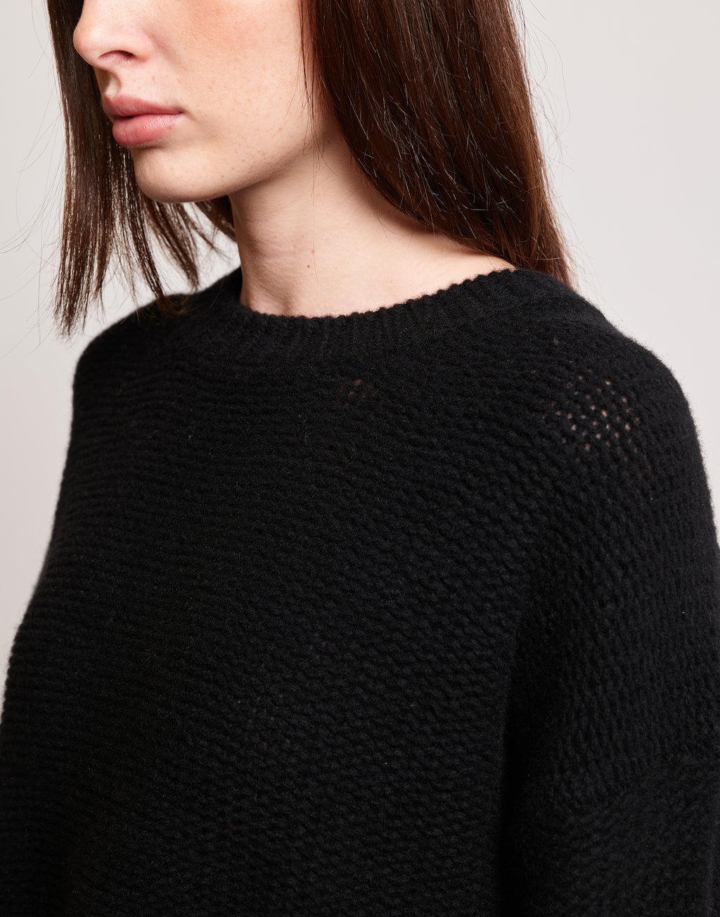 Maglione Girocollo in Lana e Cashmere Nero