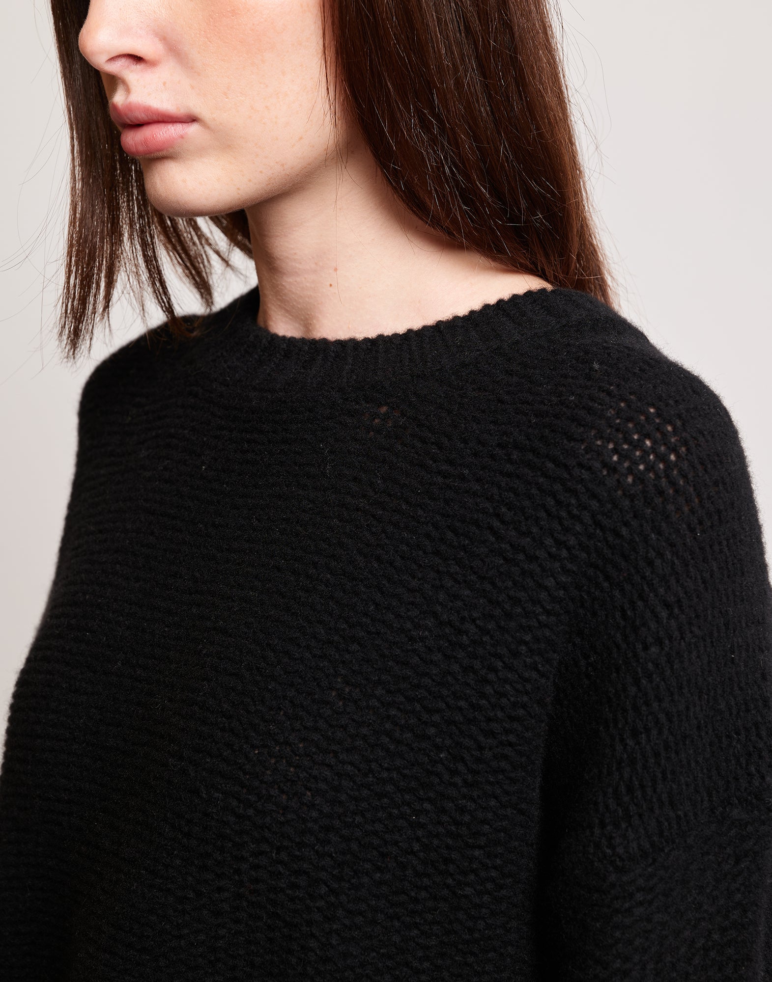 Maglione Girocollo in Lana e Cashmere Nero