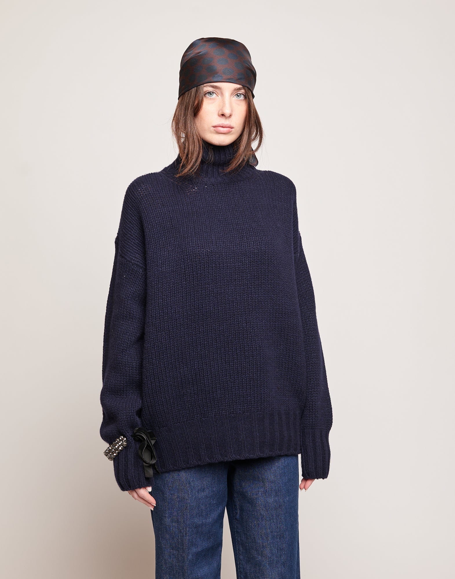 Maglione Dolcevita in Lana e Cashmere Oltremare