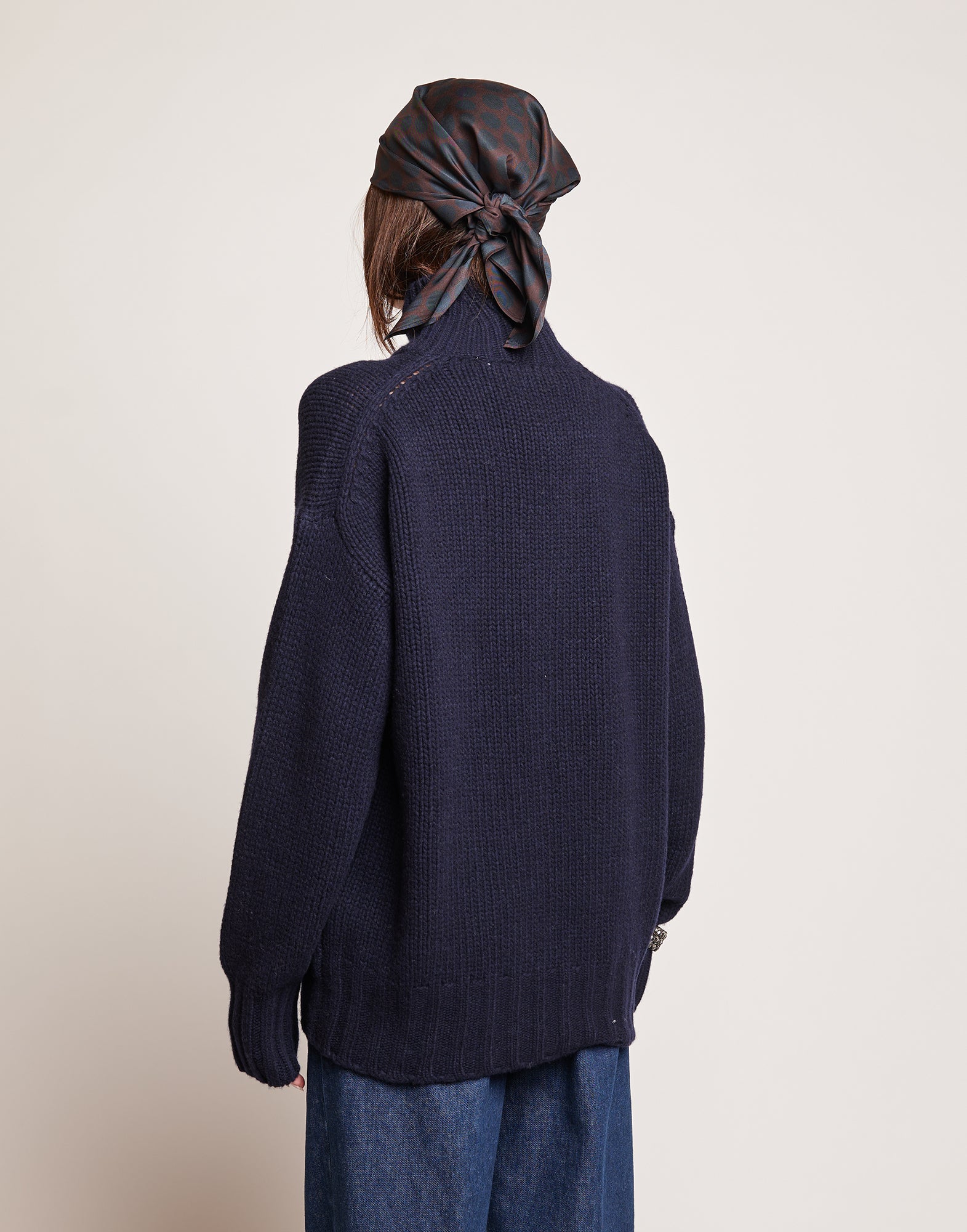 Maglione Dolcevita in Lana e Cashmere Oltremare