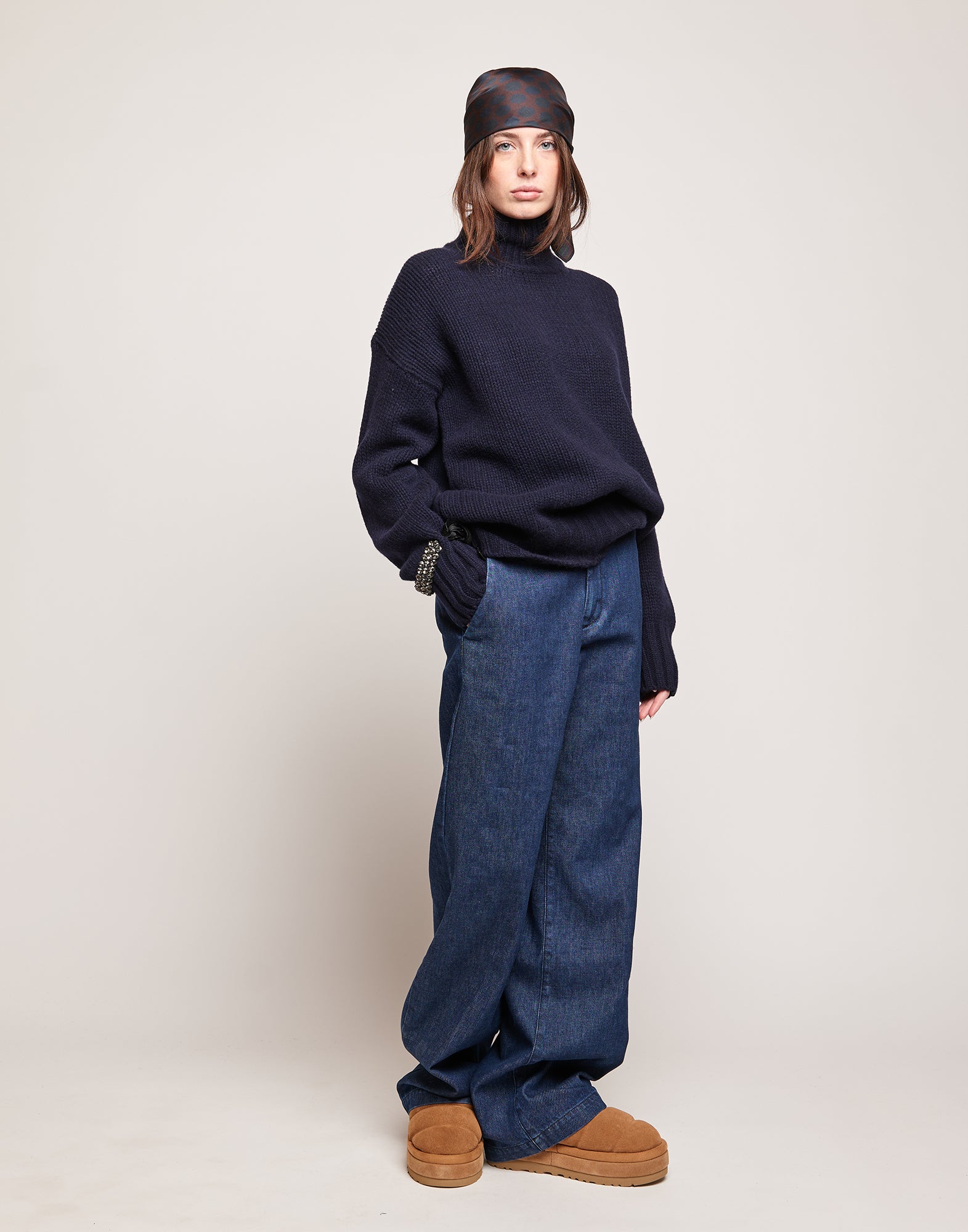 Maglione Dolcevita in Lana e Cashmere Oltremare