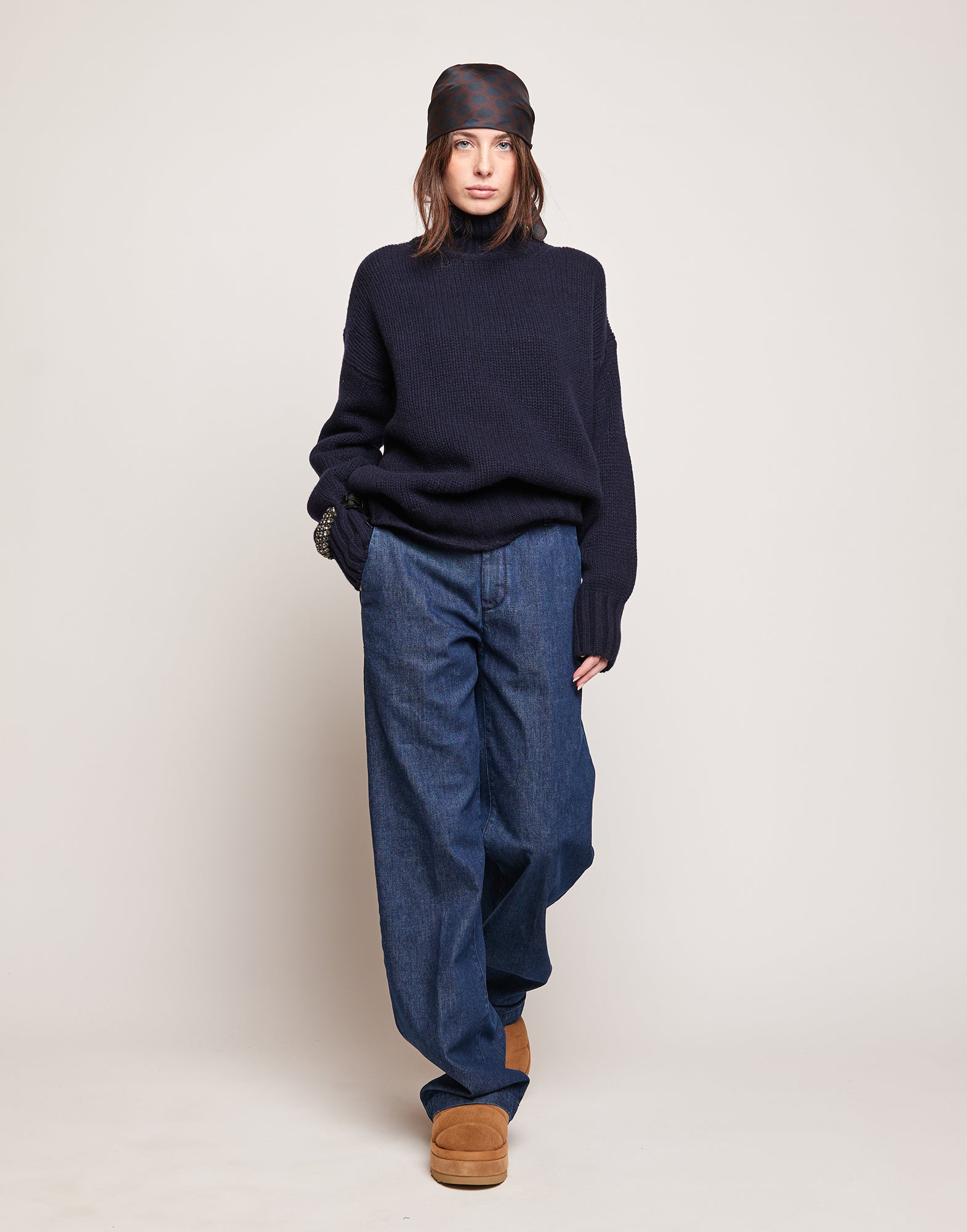 Maglione Dolcevita in Lana e Cashmere Oltremare