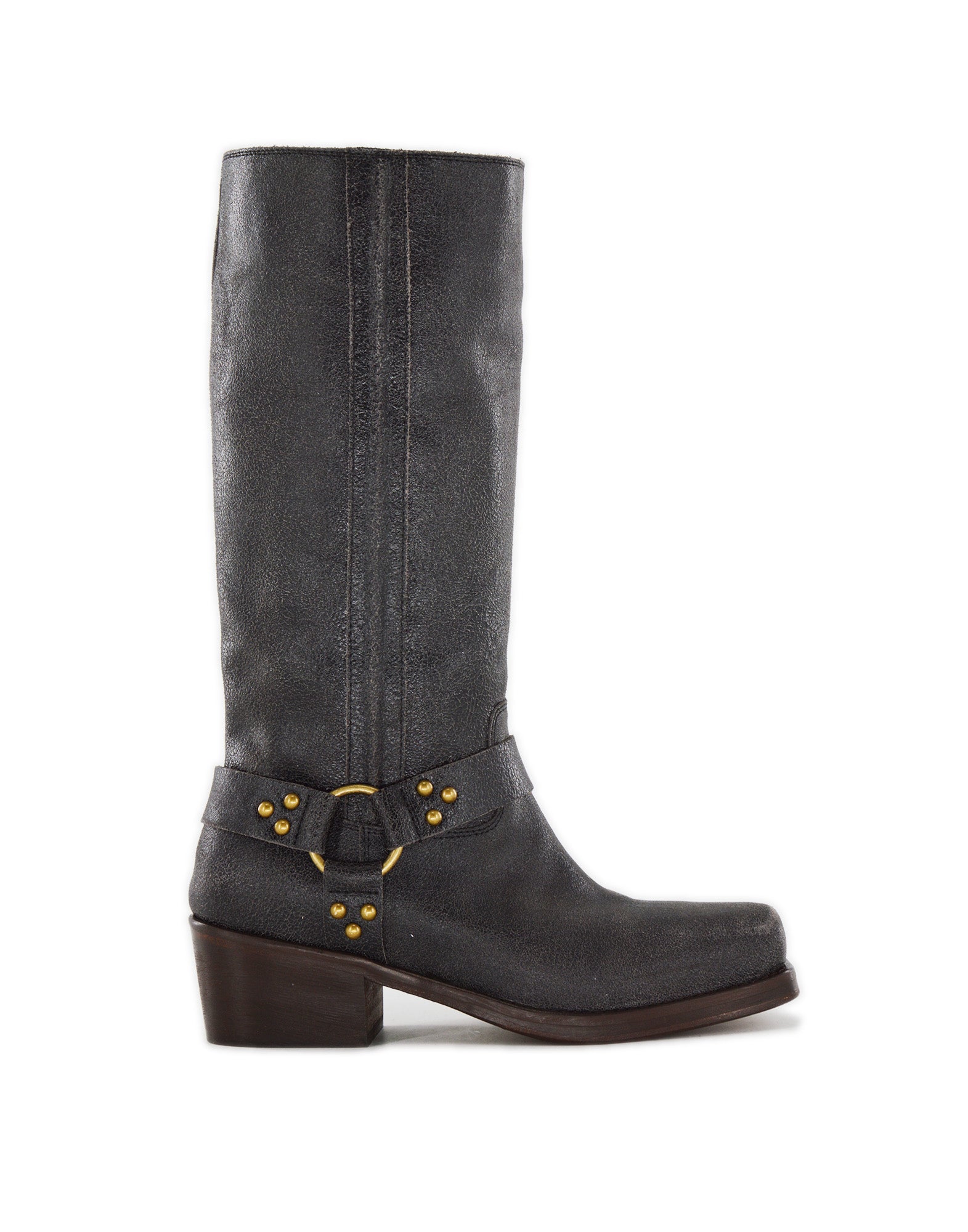 Stivali Biker Katharine in Pelle Graffiata Testa di Moro