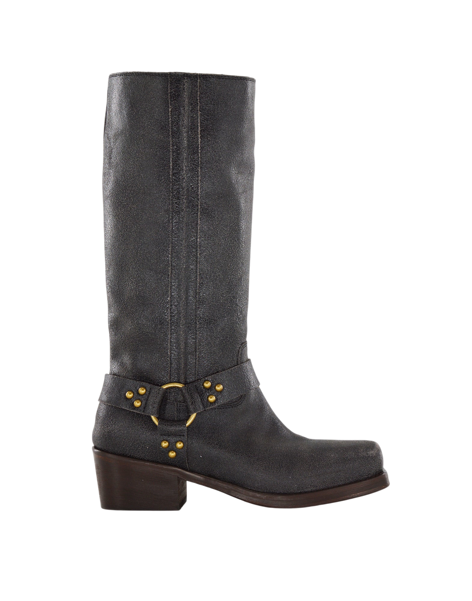 Stivali Biker Katharine in Pelle Graffiata Testa di Moro