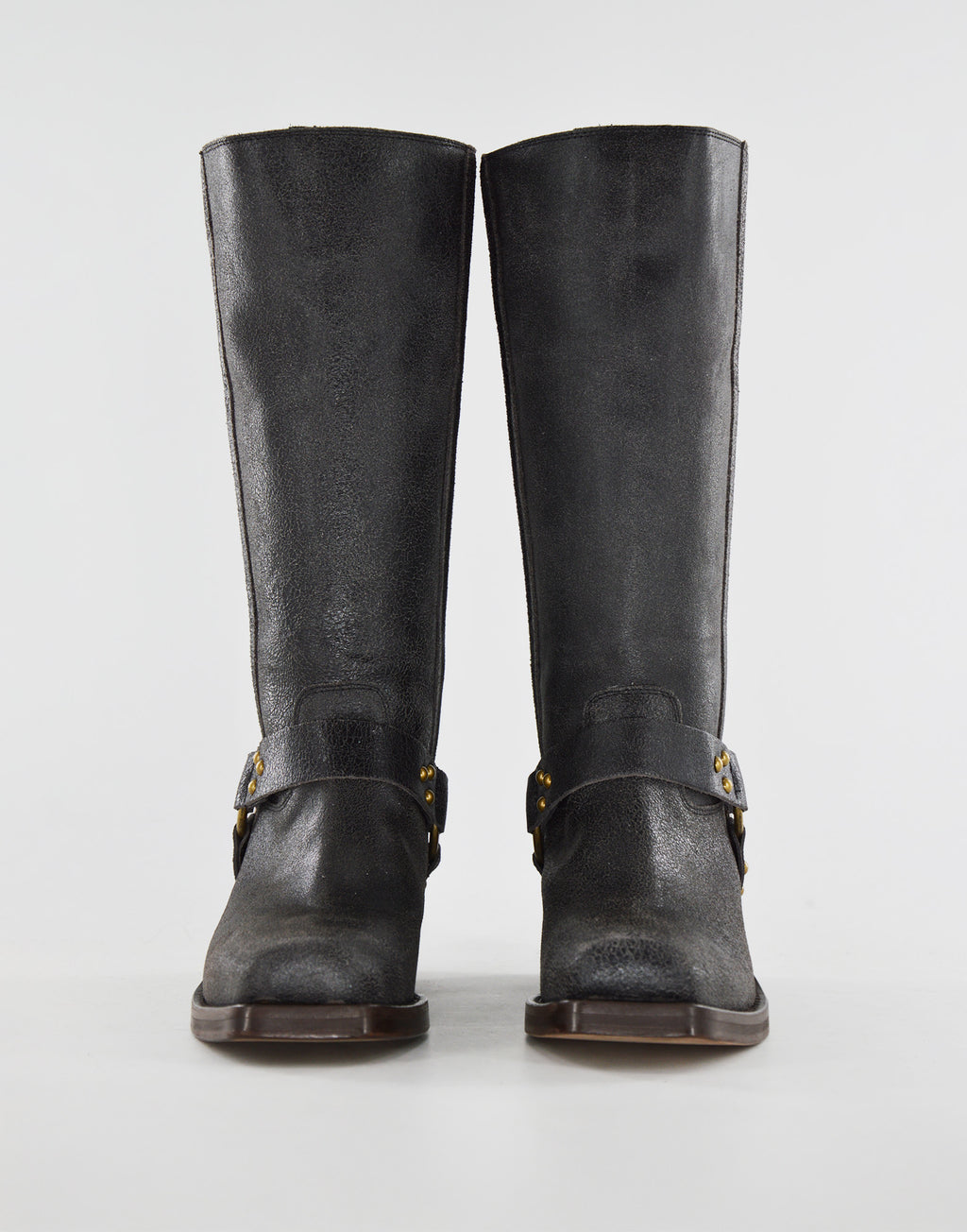 Stivali Biker Katharine in Pelle Graffiata Testa di Moro