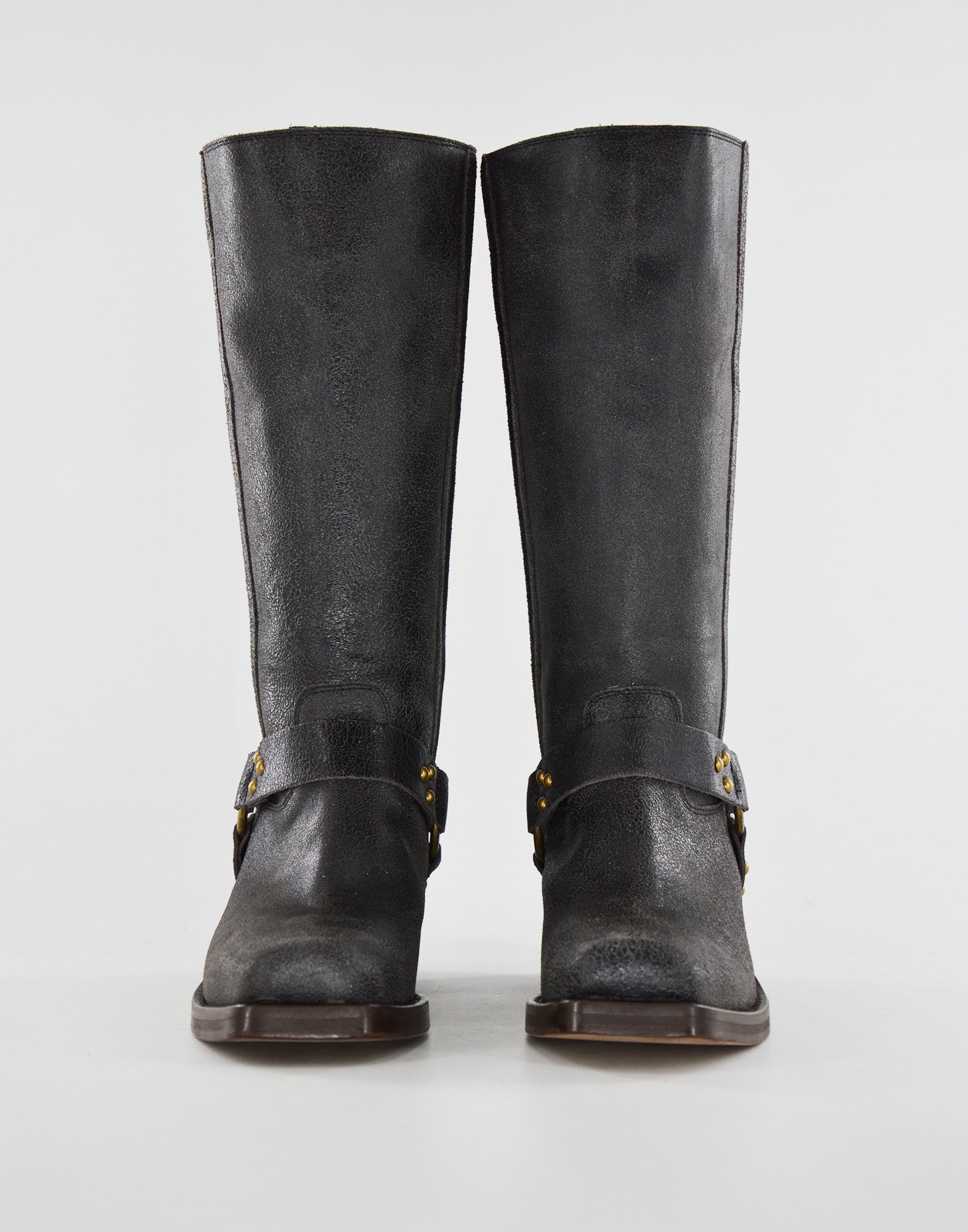 Stivali Biker Katharine in Pelle Graffiata Testa di Moro