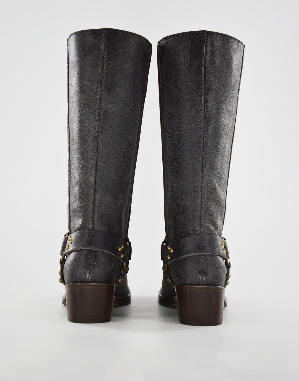 Stivali Biker Katharine in Pelle Graffiata Testa di Moro